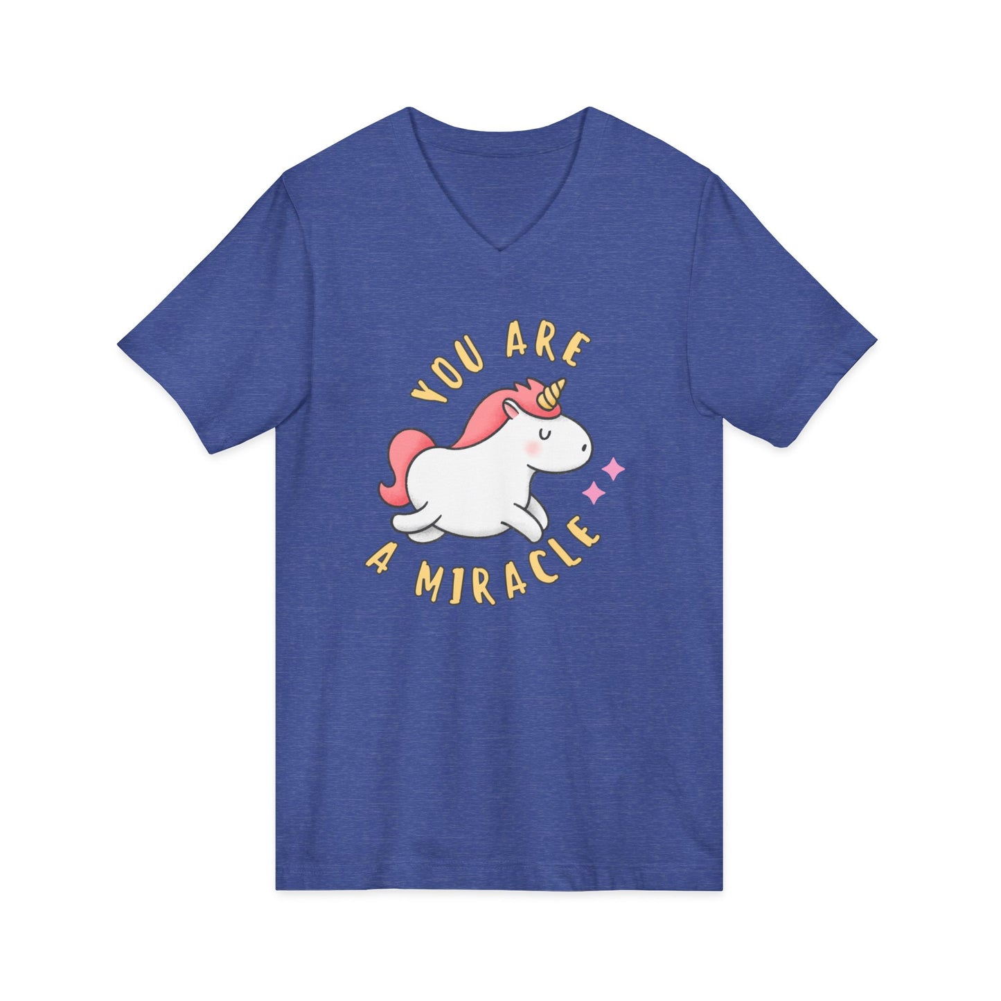 You Are a Miracle Unicorn V-Neck Tee, Unisex 100% Cotton