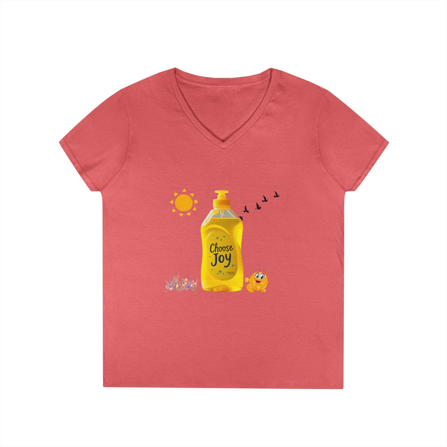 Choose Joy Ladies' V-Neck T-Shirt, Inspirational Tee, Gift for Her, Summer Casual Wear, Positive Message Top