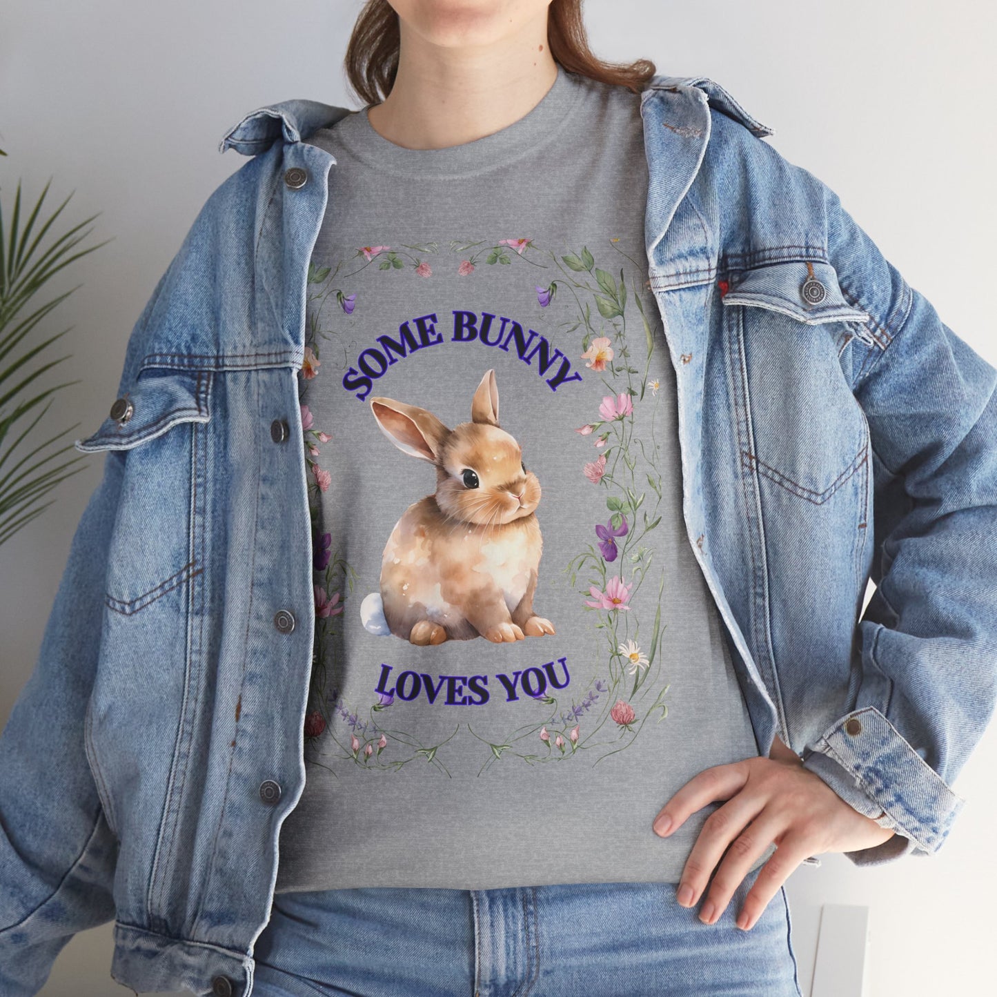 Some Bunny Loves You Tee, Cute Rabbit Shirt, Unisex Spring T-Shirt, Easter Gift, Flower Graphic Tee, Animal Lover Top