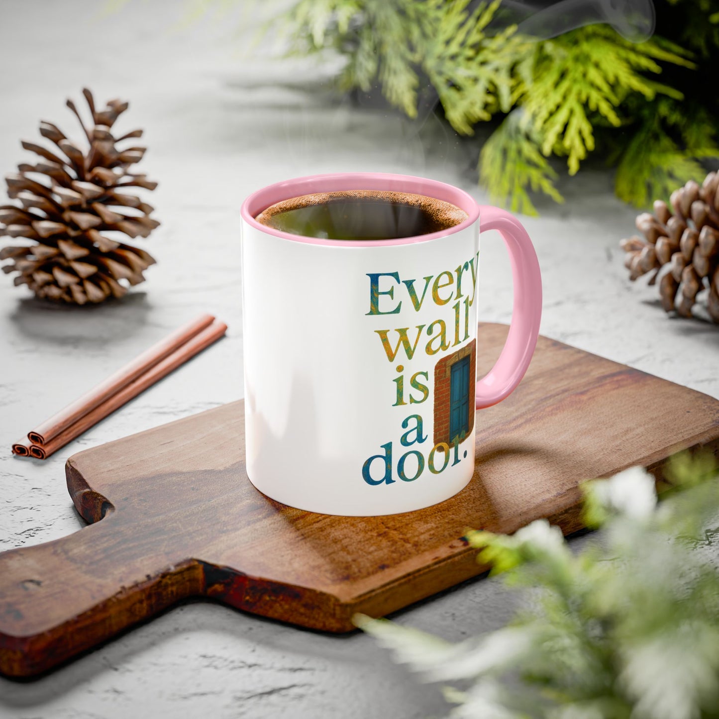 Inspirational Coffee Mug — "Every Wall Is a Door" Colorful Ceramic Mug (11oz & 15oz)