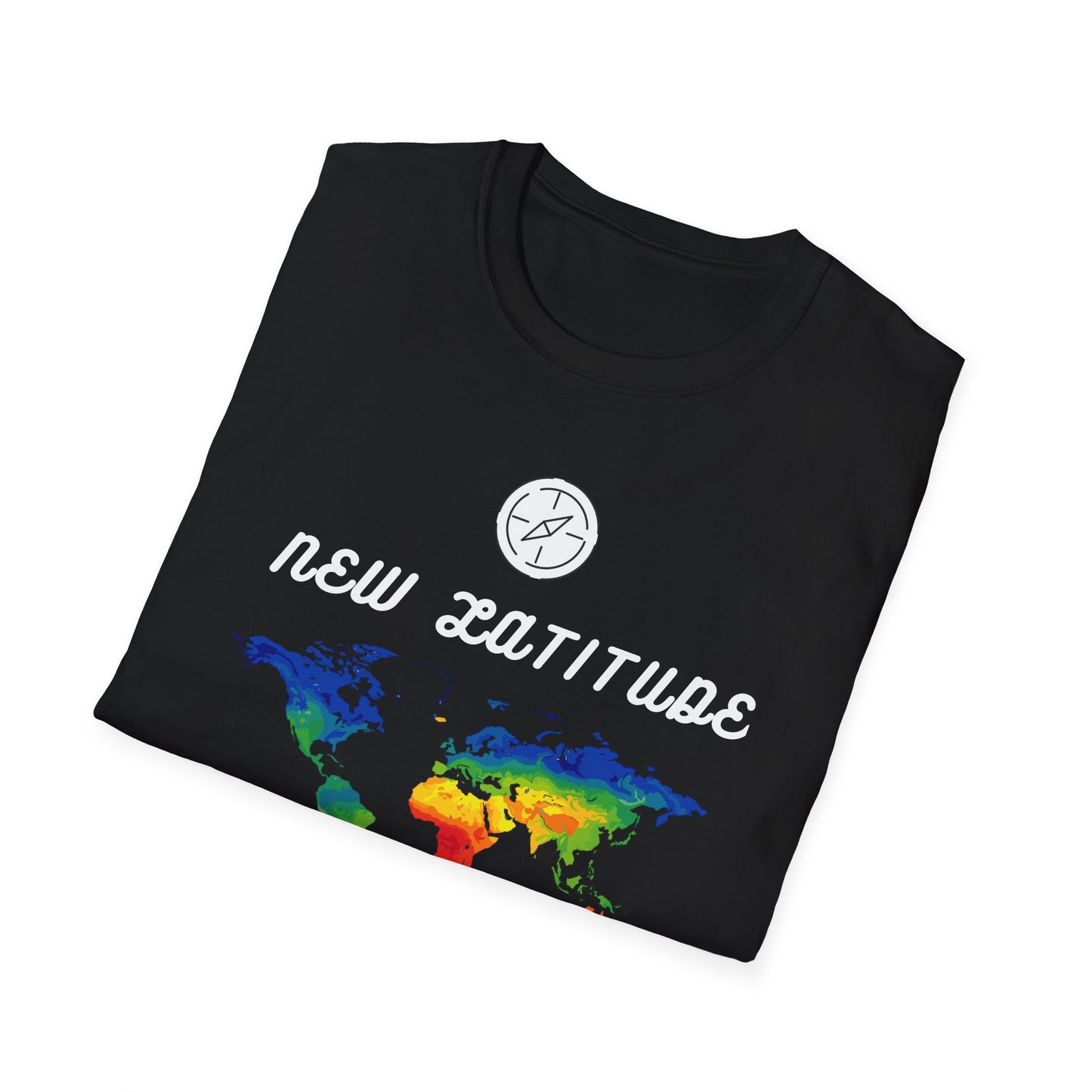 New Latitude New Attitude Map T-Shirt, Colorful World Map Travel Tee, 100%Cotton