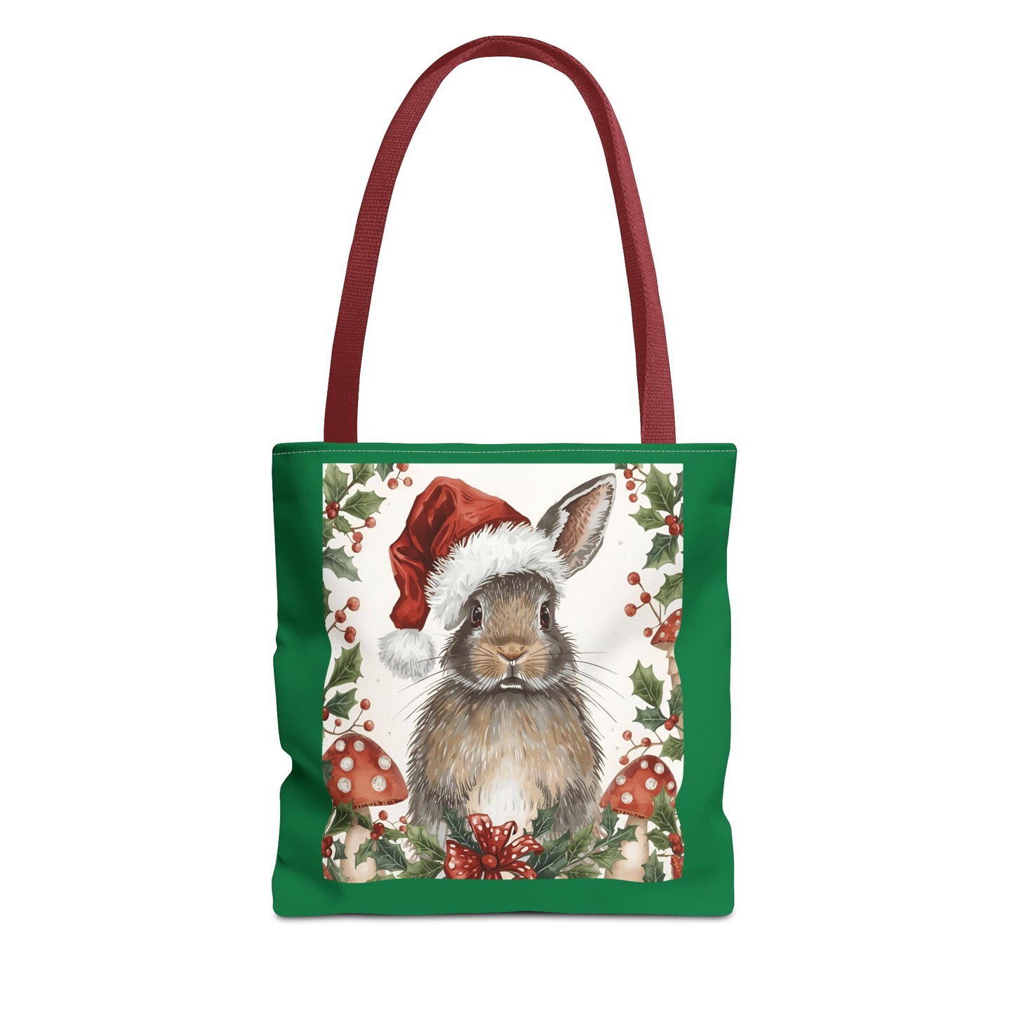 Christmas Bunny Tote Bag | Holiday Gift, Winter Accessory, Eco-Friendly Shopping Bag, Cute Rabbit Design, Festive Reusable Tote