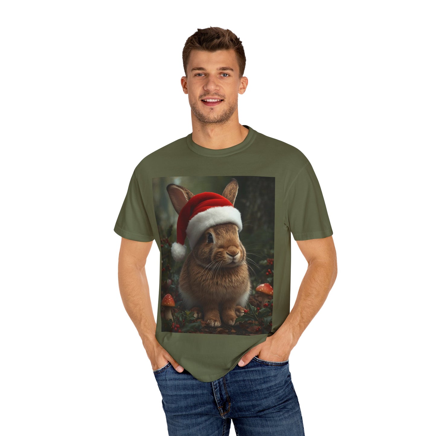 Festive Bunny T-Shirt, Funny Christmas Tee, Cute Holiday Shirt, Animal Lover Gift, Winter Apparel