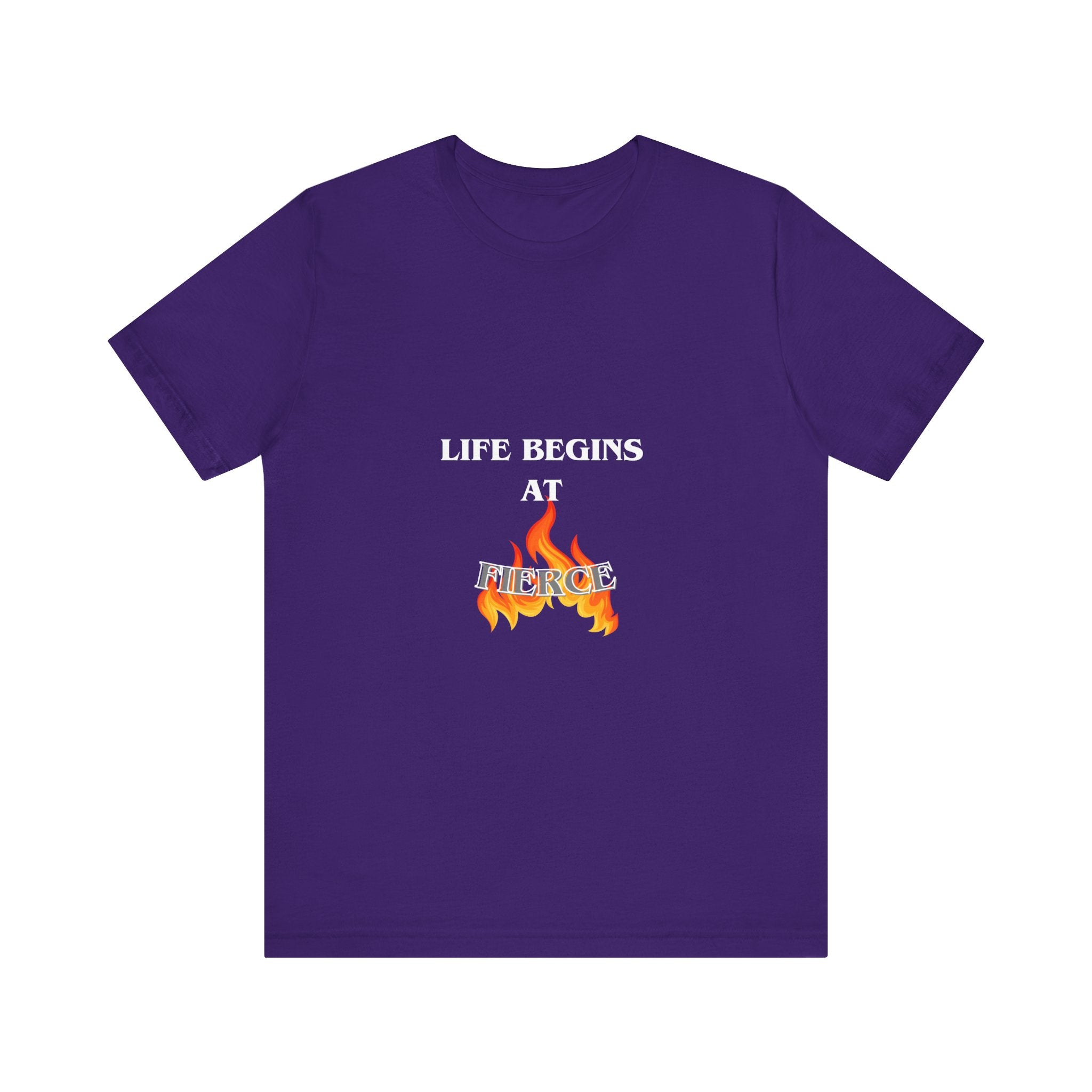 LIFEBEGINS AT FIERCE Graphic Tee, Unisex T-Shirt, Casual Wear, Gift for Friends, Comfortable Summer Fashion