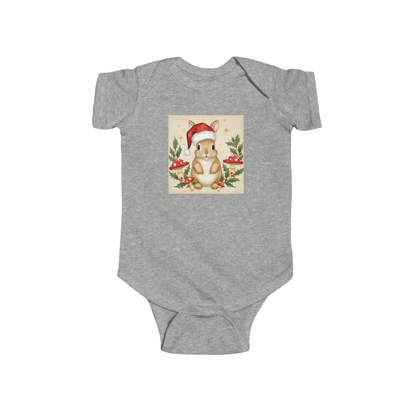 Santa Bunny Infant Bodysuit, Christmas Baby Outfit, Holiday Gift, Cute Baby Clothing, Festive Onesie