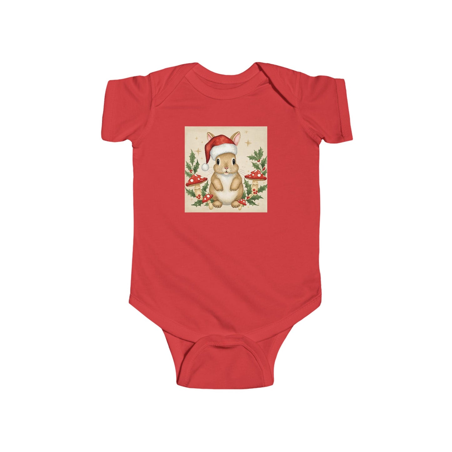 Santa Bunny Infant Bodysuit, Christmas Baby Outfit, Holiday Gift, Cute Baby Clothing, Festive Onesie