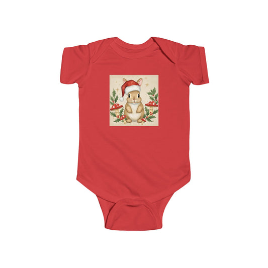 Santa Bunny Infant Bodysuit, Christmas Baby Outfit, Holiday Gift, Cute Baby Clothing, Festive Onesie