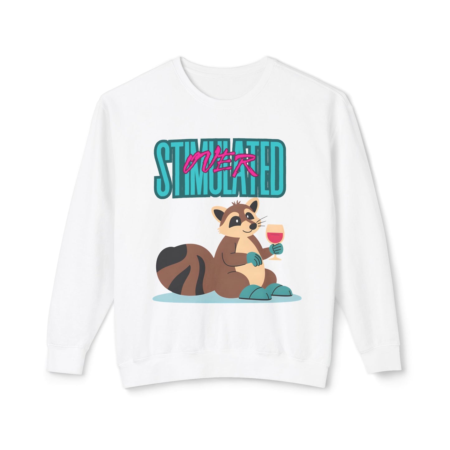 Raccoon 'Overstimulated' Crewneck Unisex Sweatshirt