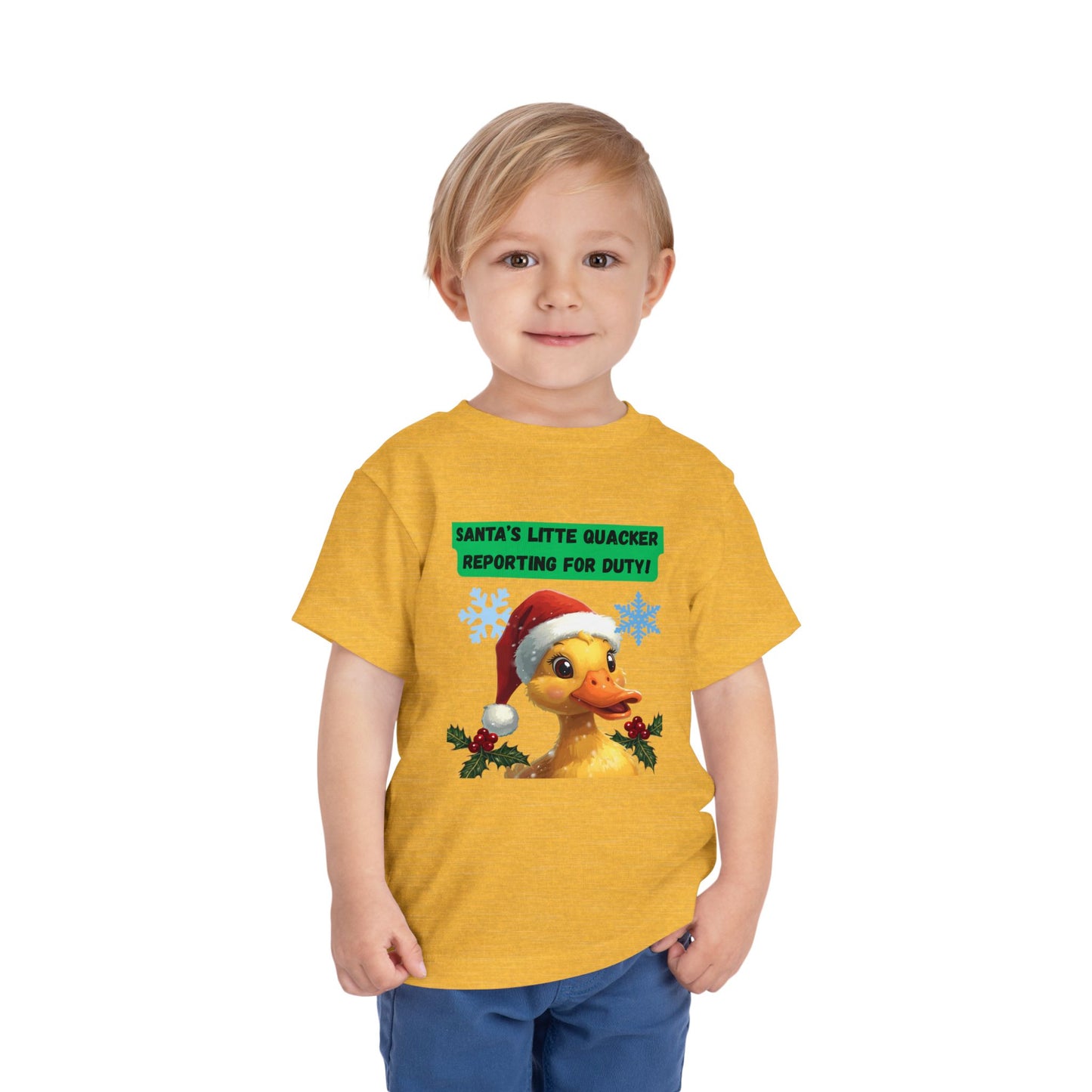 Santa's Little Quacker Toddler Tee, Christmas Shirt, Holiday Outfit, Cute Christmas Gift, Festive Toddler Apparel, Santa Duck Tee