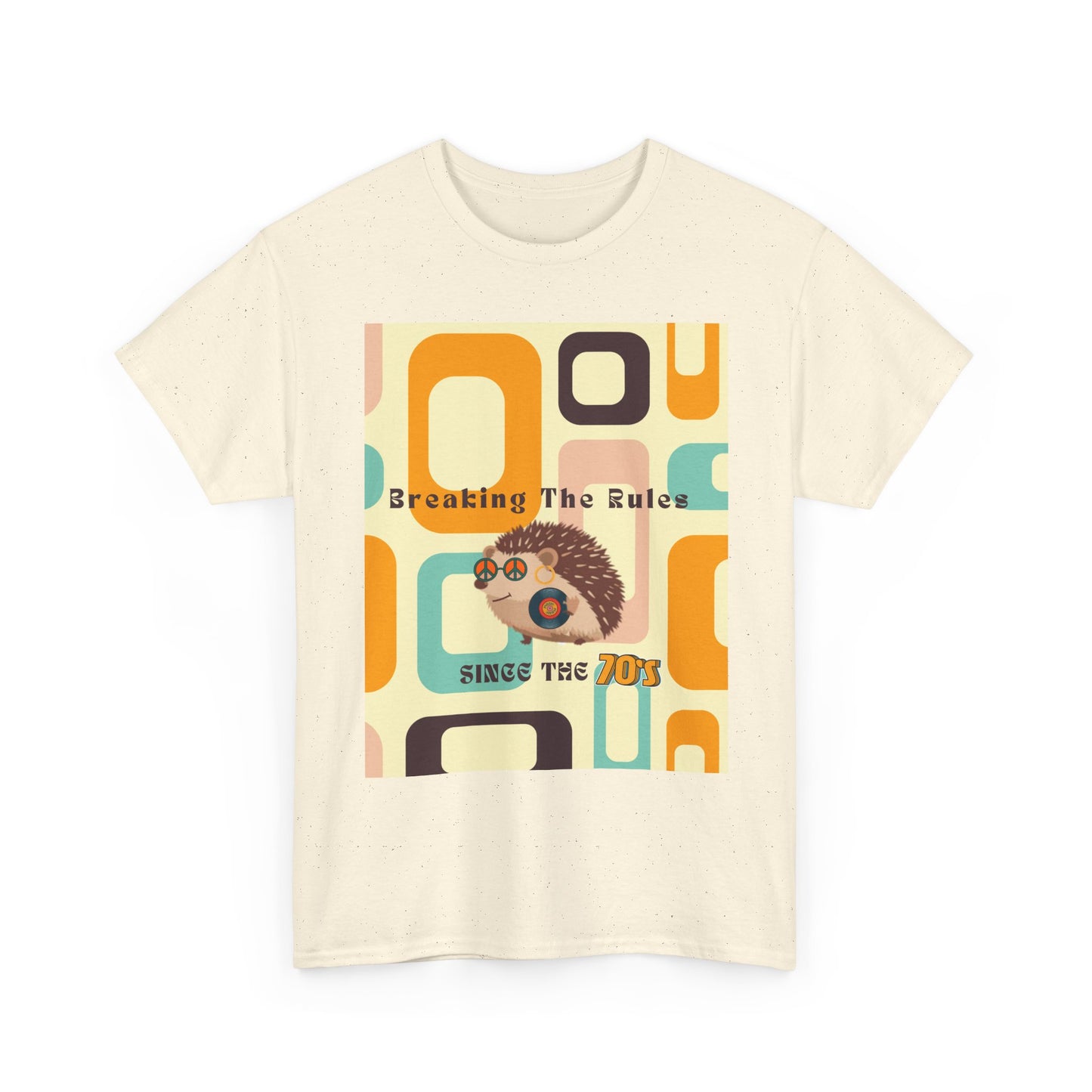 Retro Hedgehog T-Shirt - Breaking The Rules, Vintage Style, 70's Vibe, Unisex Cotton Tee, Gift for Hedgehog Lovers, Fun Fashion