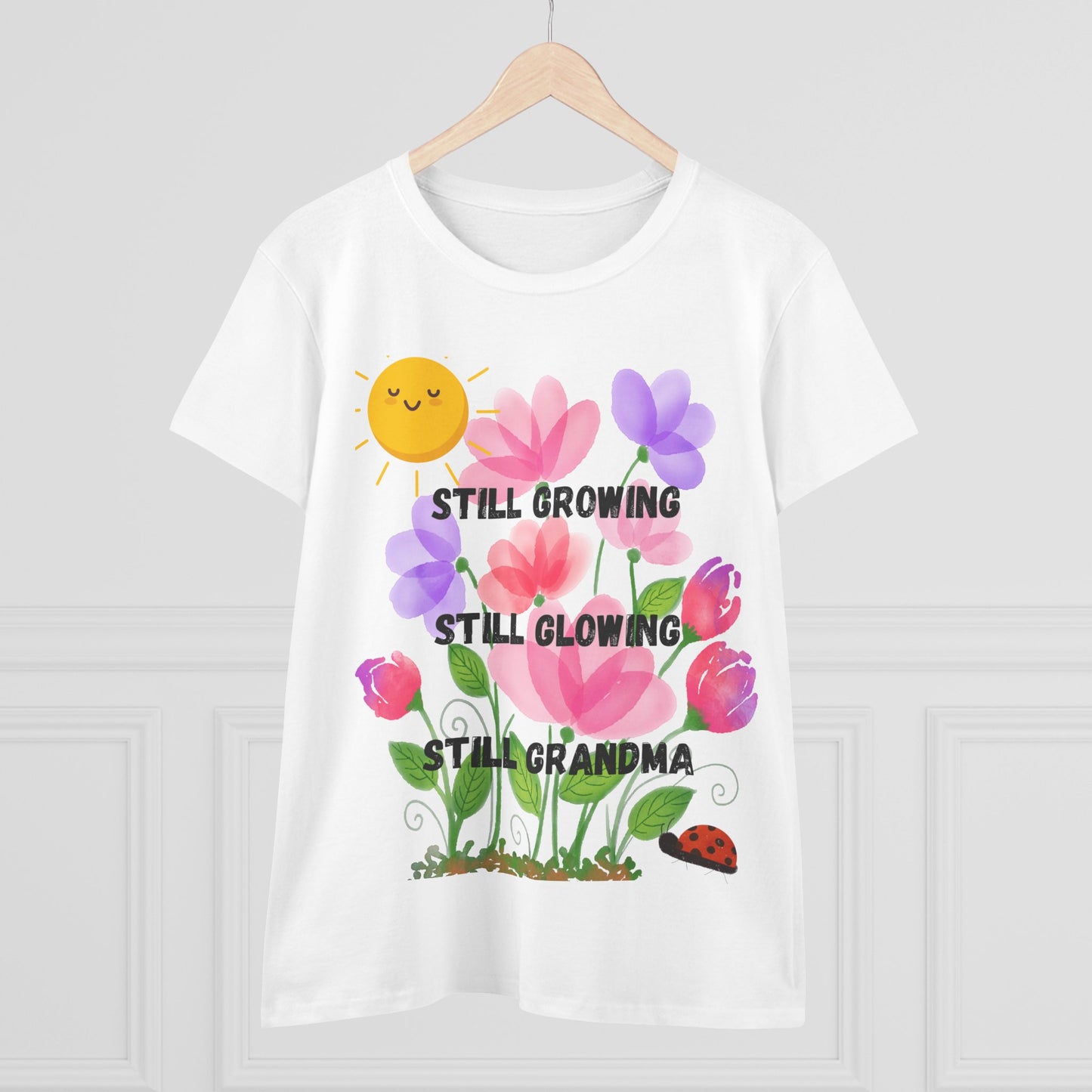 Floral Women's T-Shirt - Still Growing, Still Glowing, Grandma Gift, Mother's Day Tee, Spring Celebration Shirt, Gardening Top, Family [...]