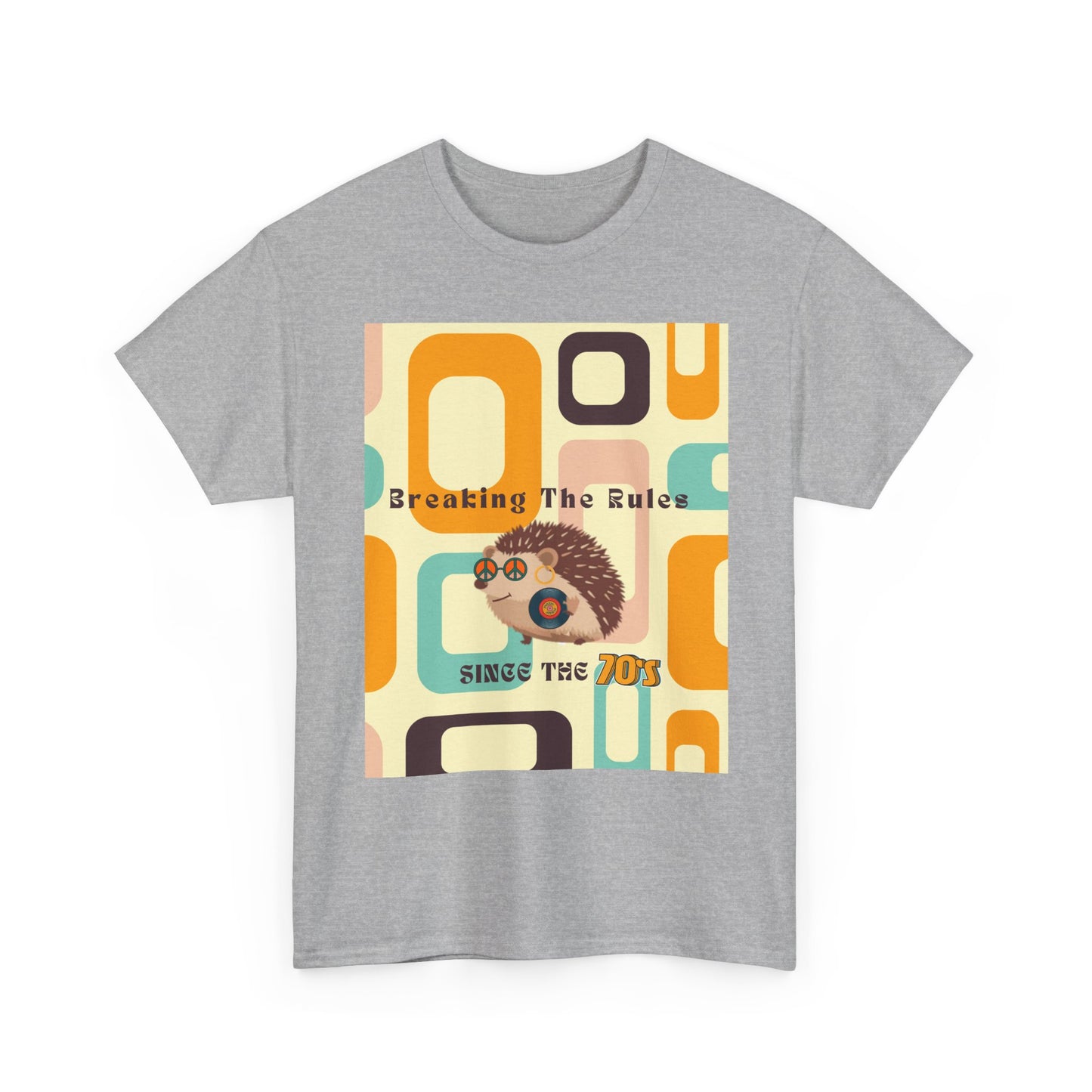 Retro Hedgehog T-Shirt - Breaking The Rules, Vintage Style, 70's Vibe, Unisex Cotton Tee, Gift for Hedgehog Lovers, Fun Fashion