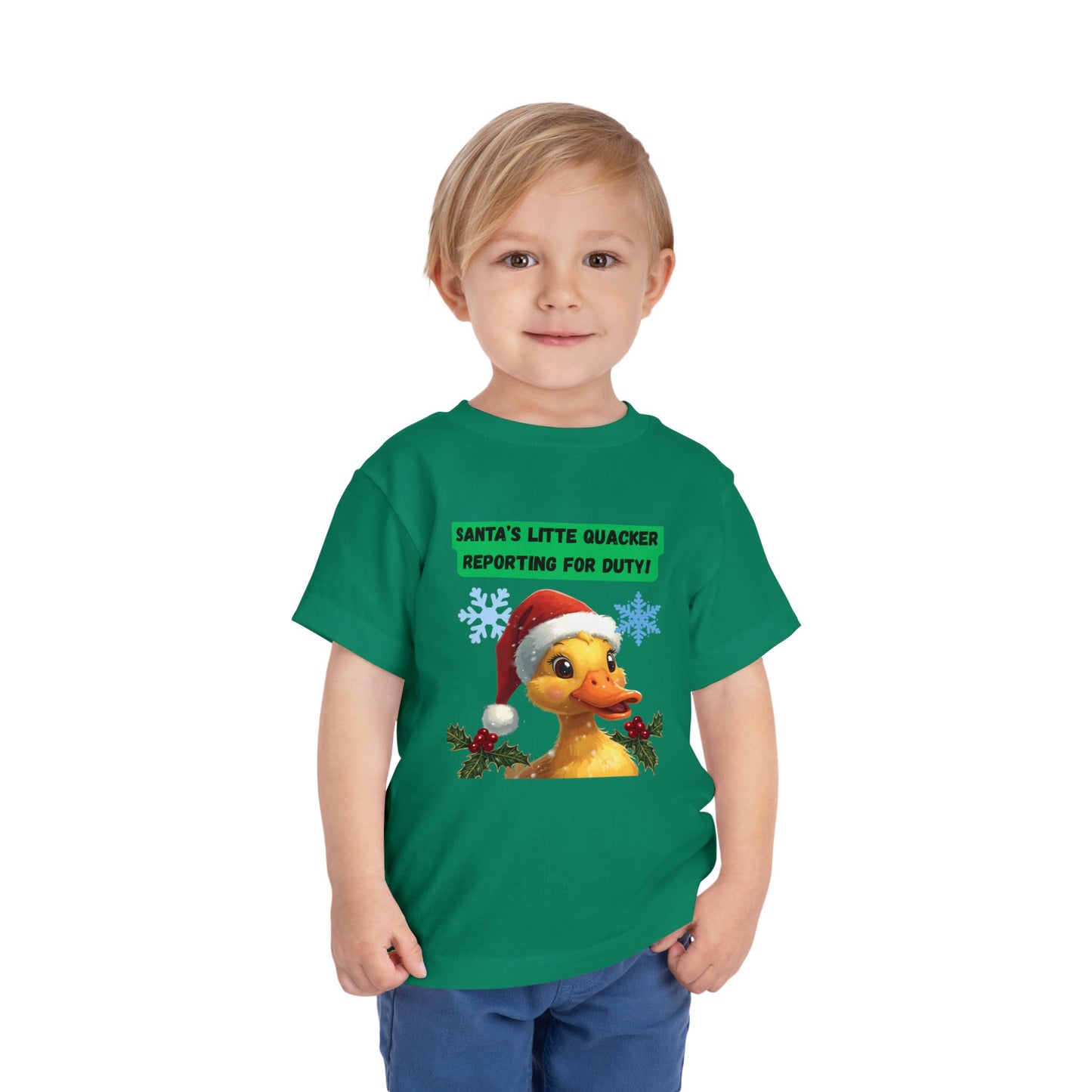 Santa's Little Quacker Toddler Tee, Christmas Shirt, Holiday Outfit, Cute Christmas Gift, Festive Toddler Apparel, Santa Duck Tee