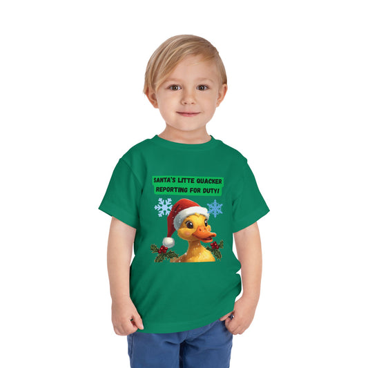 Santa's Little Quacker Toddler Tee, Christmas Shirt, Holiday Outfit, Cute Christmas Gift, Festive Toddler Apparel, Santa Duck Tee