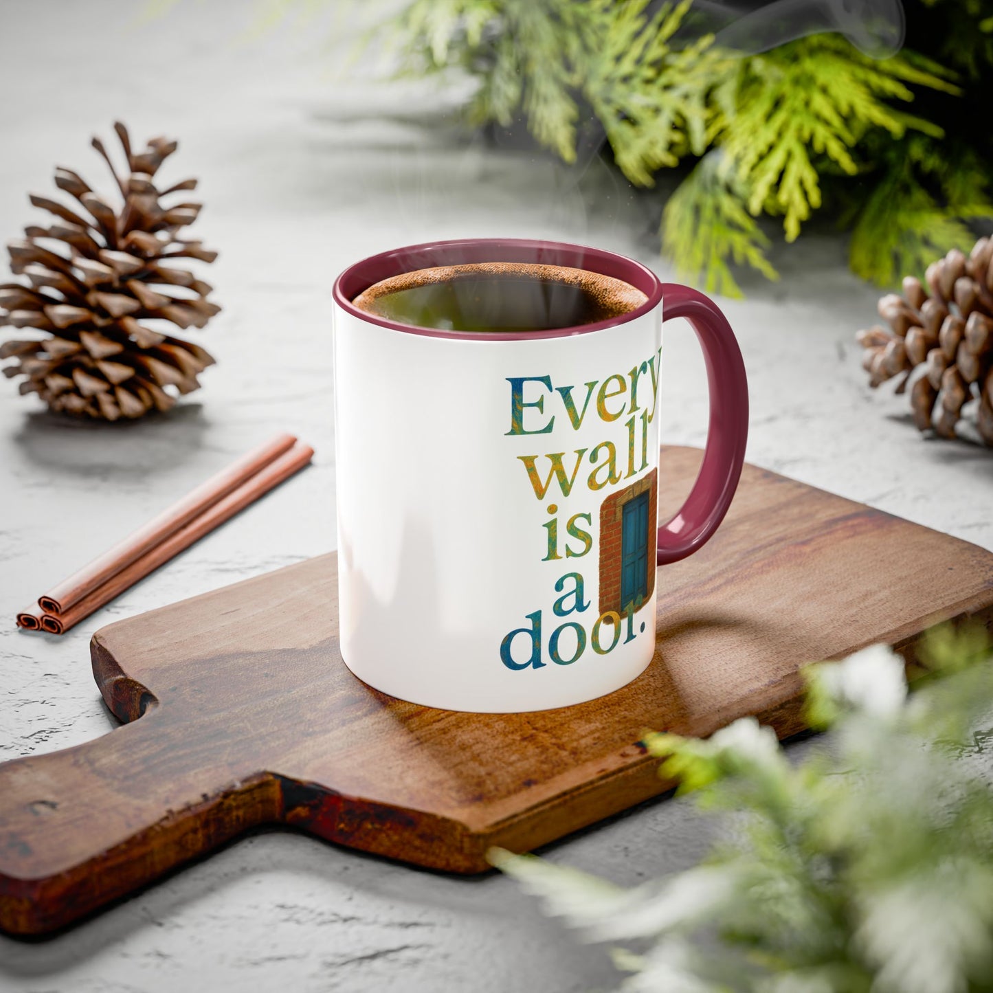 Inspirational Coffee Mug — "Every Wall Is a Door" Colorful Ceramic Mug (11oz & 15oz)