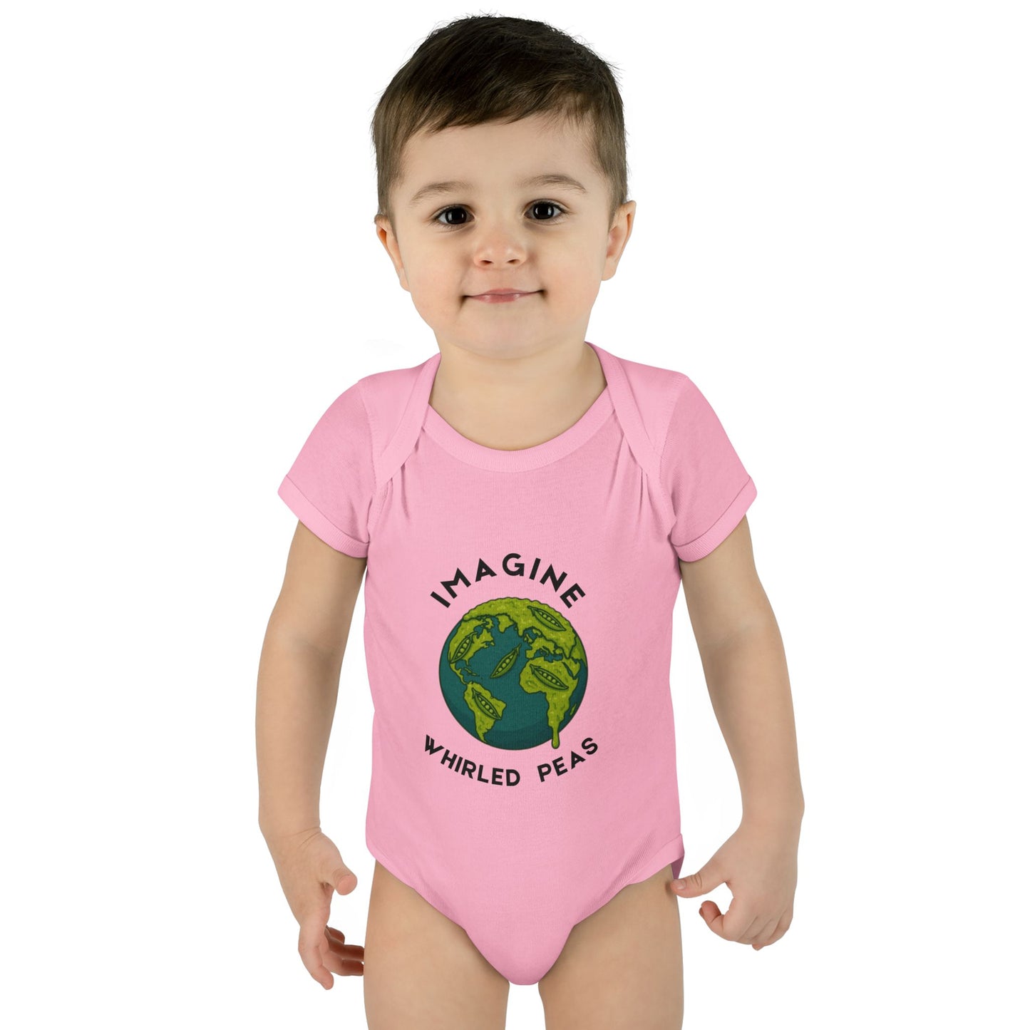 Earth-Themed Infant Bodysuit - Imagine Whirled Peas, Cute Baby Clothes, Unique Baby Shower Gift, Eco-Friendly Apparel, Baby Gift Idea