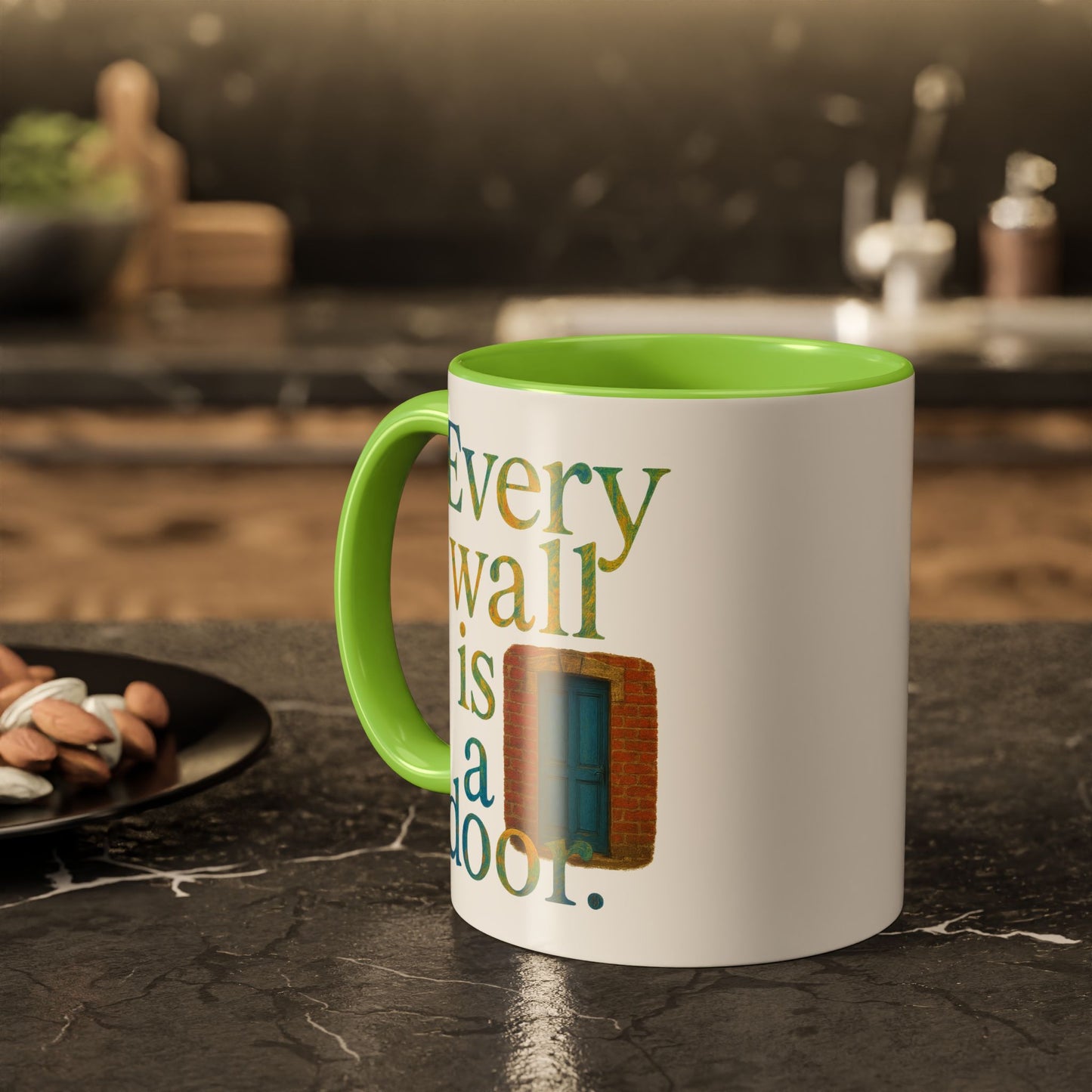 Inspirational Coffee Mug — "Every Wall Is a Door" Colorful Ceramic Mug (11oz & 15oz)