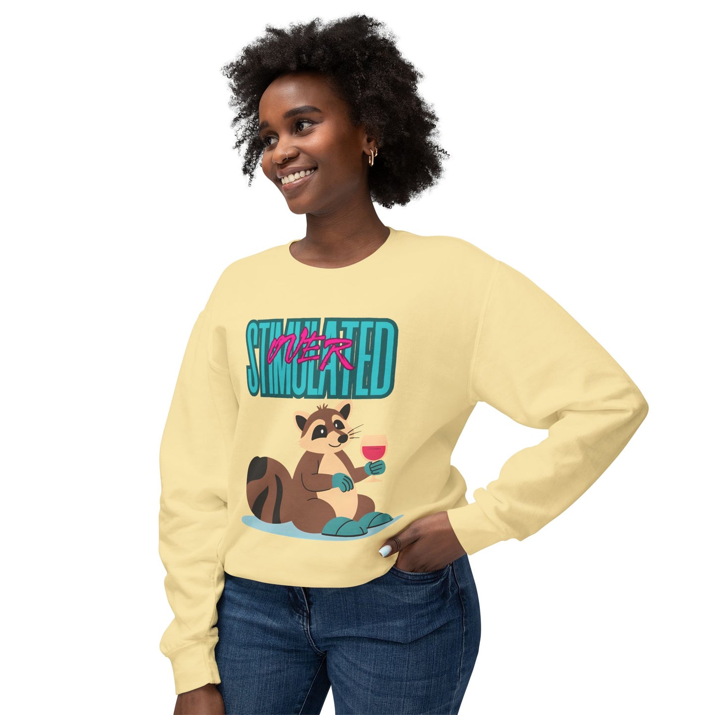 Raccoon 'Overstimulated' Crewneck Unisex Sweatshirt