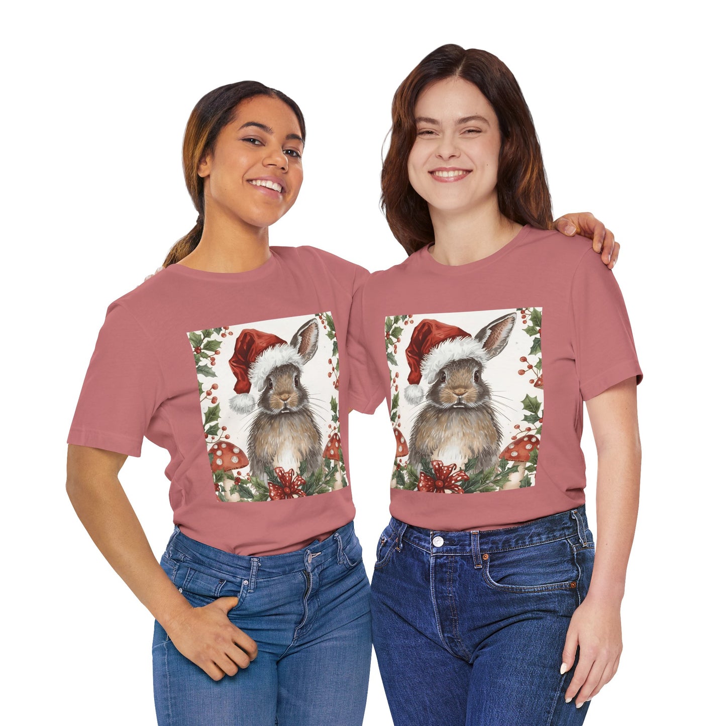 Christmas Bunny T-Shirt, Holiday Tee, Rabbit Shirt, Winter Apparel, Cute Christmas Gift, Seasonal Fashion