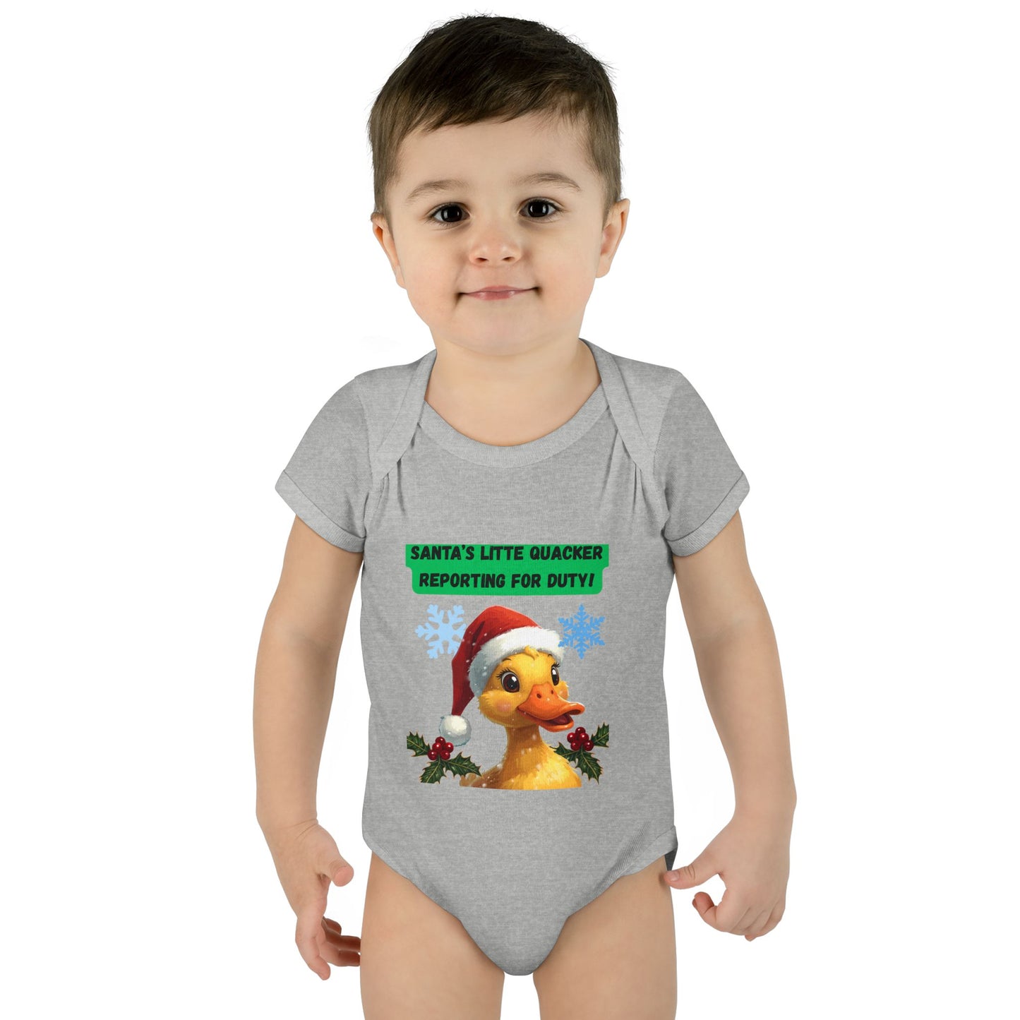 Christmas Infant Bodysuit, Santa's Little Quacker Design, Holiday Baby Outfit, Cute Baby Gift, Festive Newborn Apparel