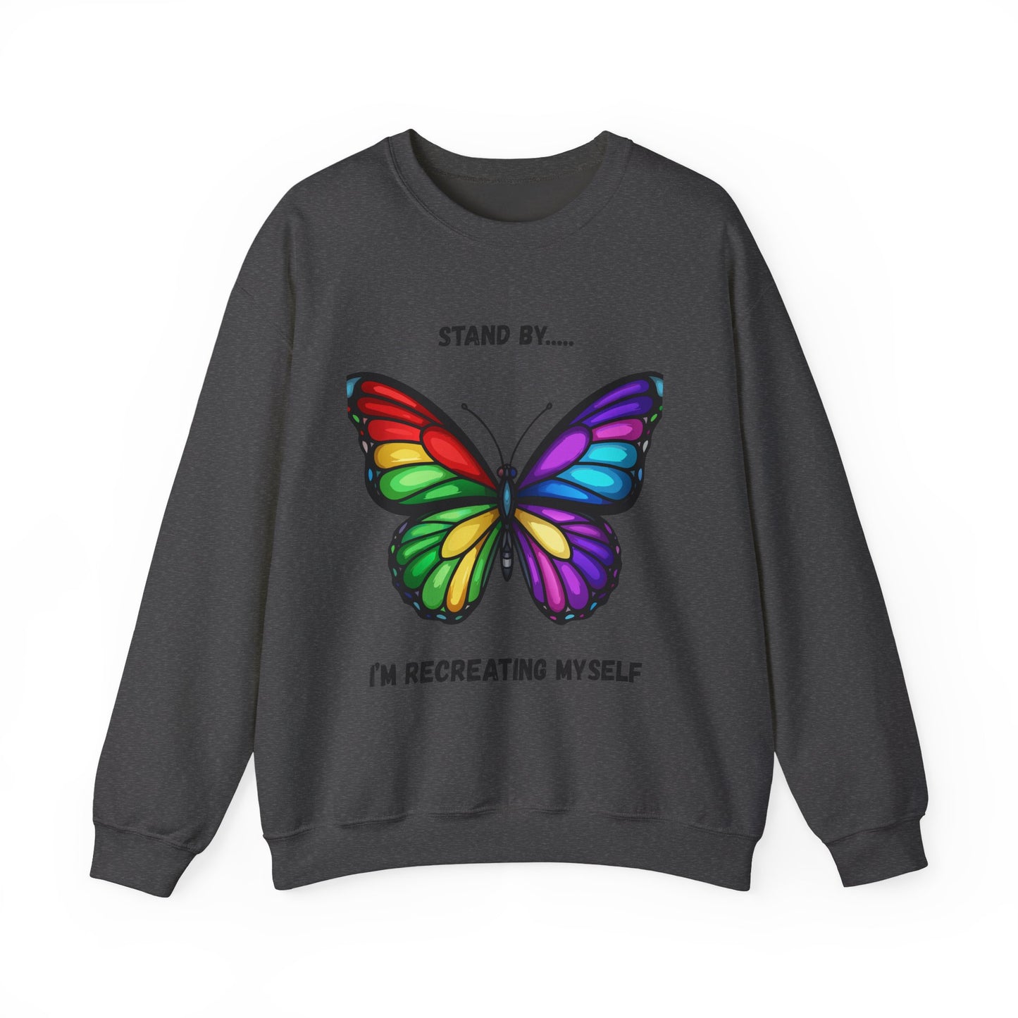 Colorful Butterfly Inspirational Crewneck Sweatshirt, Relaxed Fit, Perfect for Personal Growth Gifts, Self-Discovery, Cozy Apparel
