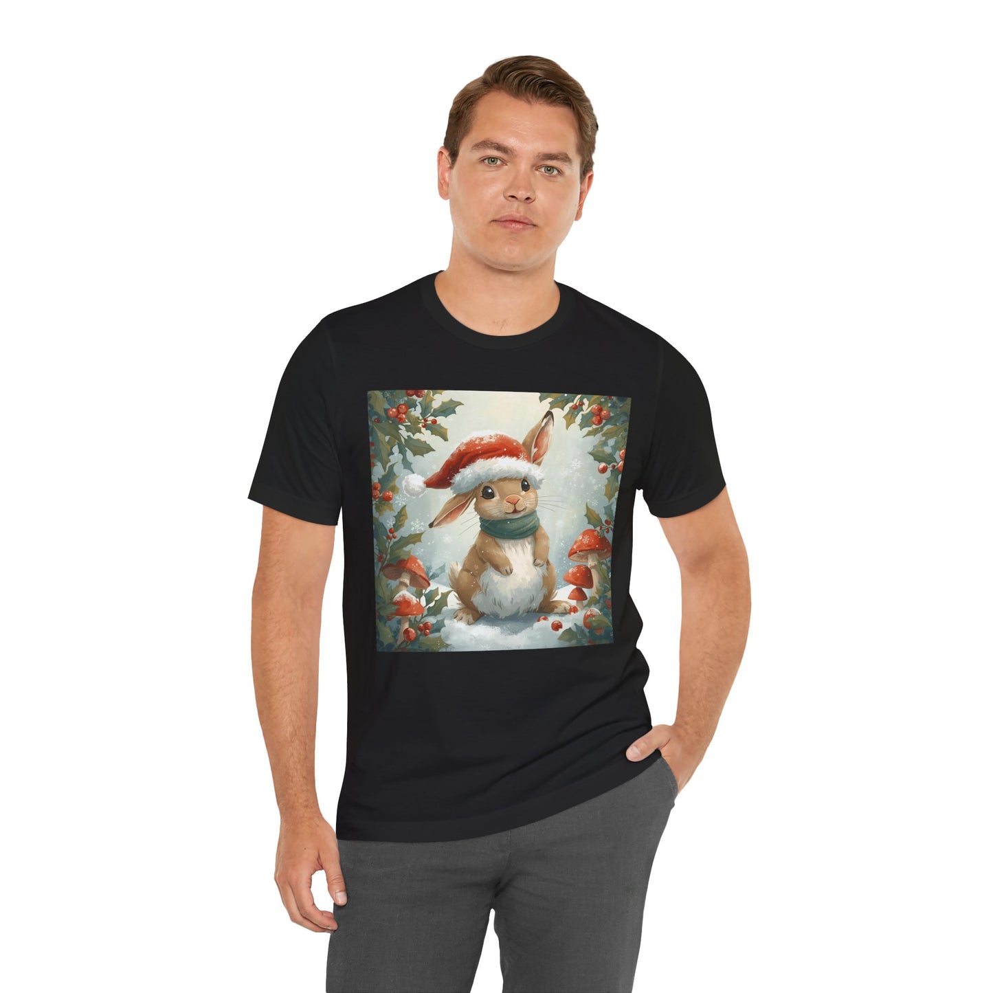 Festive Bunny T-Shirt | Holiday Wear, Cute Animal Tee, Unisex Gift, Christmas Apparel, Winter Fashion