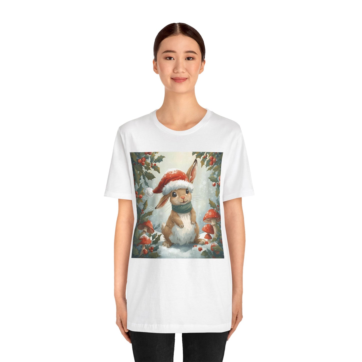 Festive Bunny T-Shirt | Holiday Wear, Cute Animal Tee, Unisex Gift, Christmas Apparel, Winter Fashion