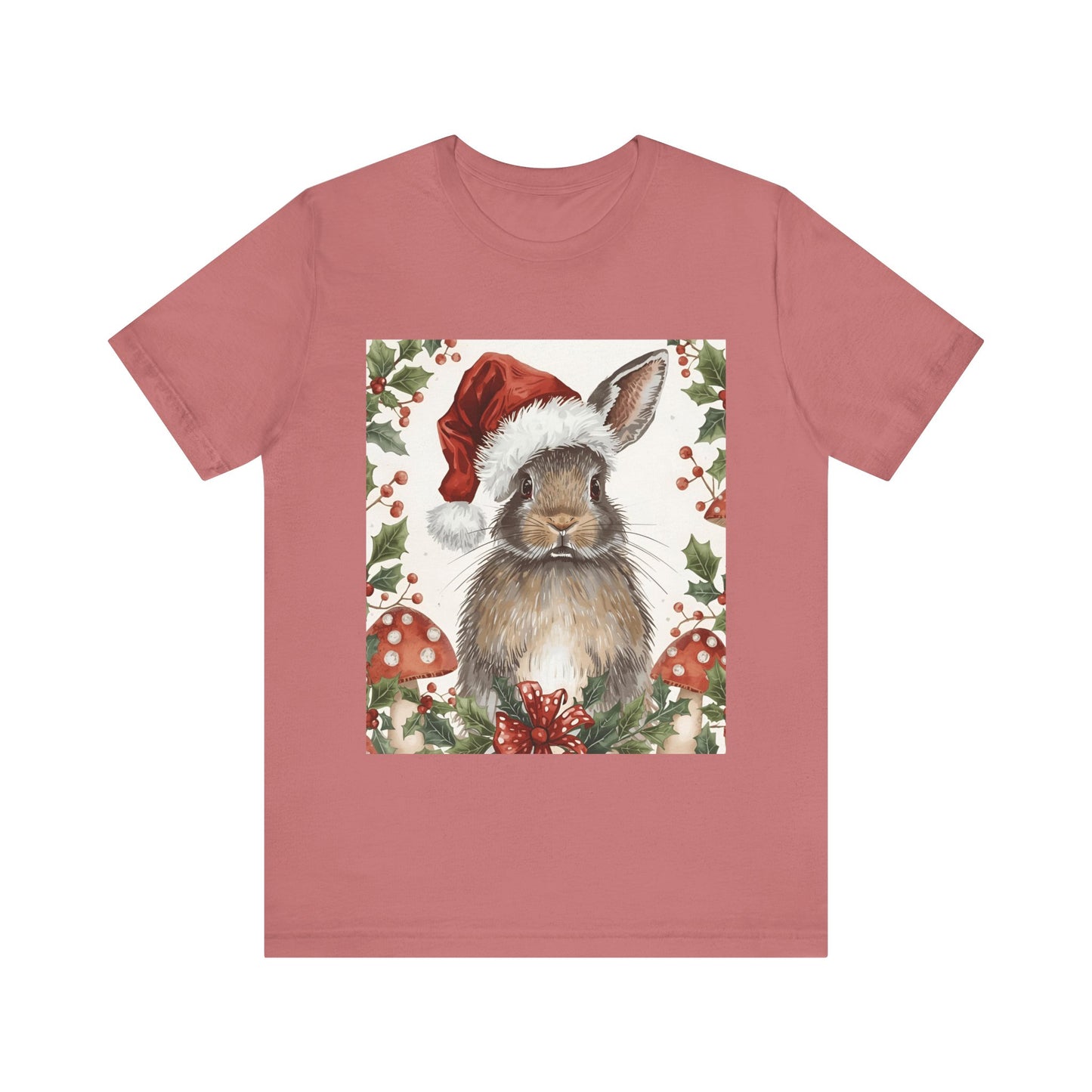 Christmas Bunny T-Shirt, Holiday Tee, Rabbit Shirt, Winter Apparel, Cute Christmas Gift, Seasonal Fashion