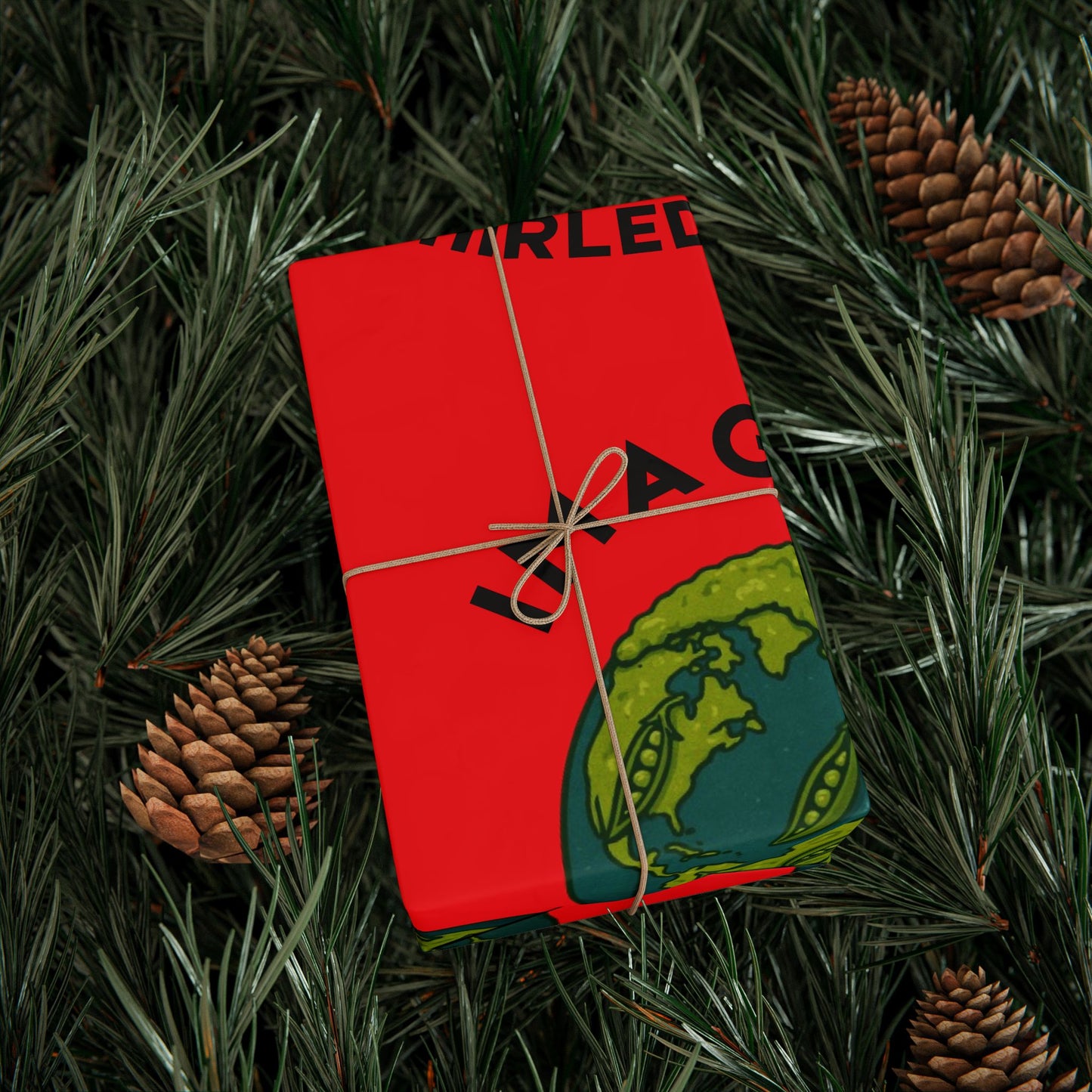 Imagine Whirled Peas Holiday Wrapping Paper – Red Holiday Gift Wrap Roll