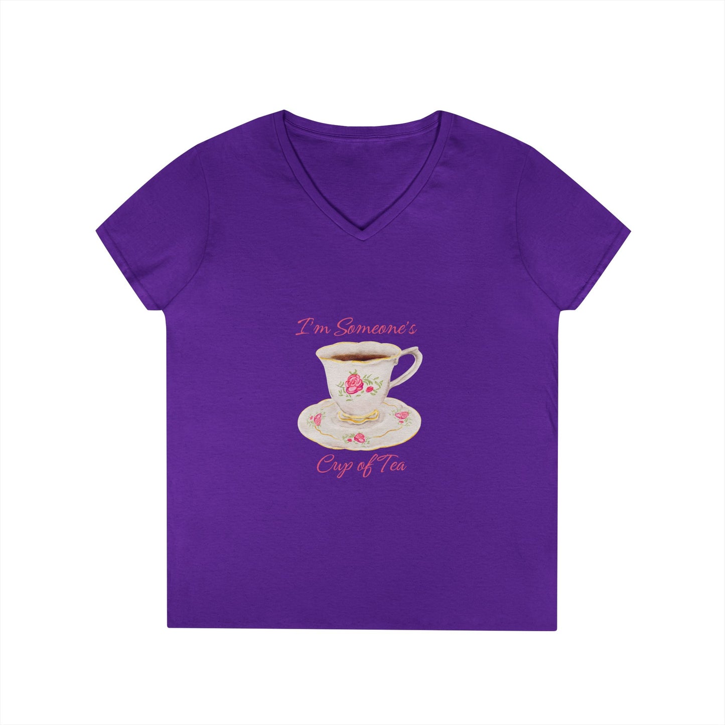 Charming Cup of Tea V-Neck T-Shirt, Girlfriend Gift, Tea Lover Tee, Floral V-Neck, Funny Sarcastic Shirt, Everyday Comfort Top