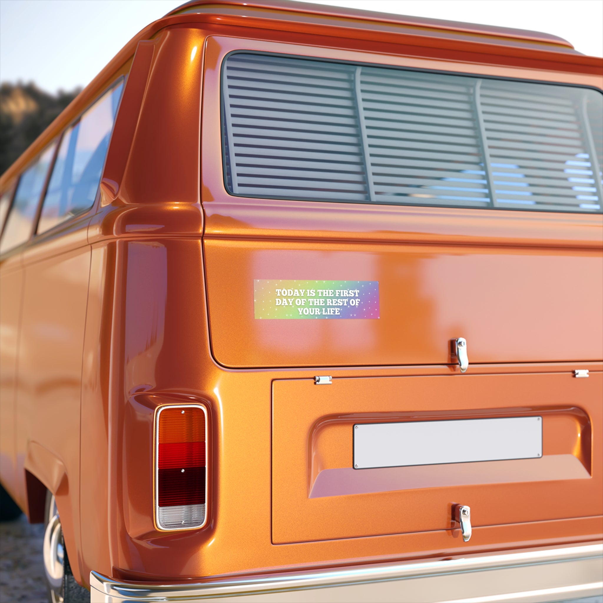 TODAY IS THE FIRST DAY OF THE REST OF YOUR LIFE Inspirational Bumper Stickers for Your Journey, Positive Vibes, Car Decor, Gift for Dreamers, Self-Improvement, Motivational Quotes