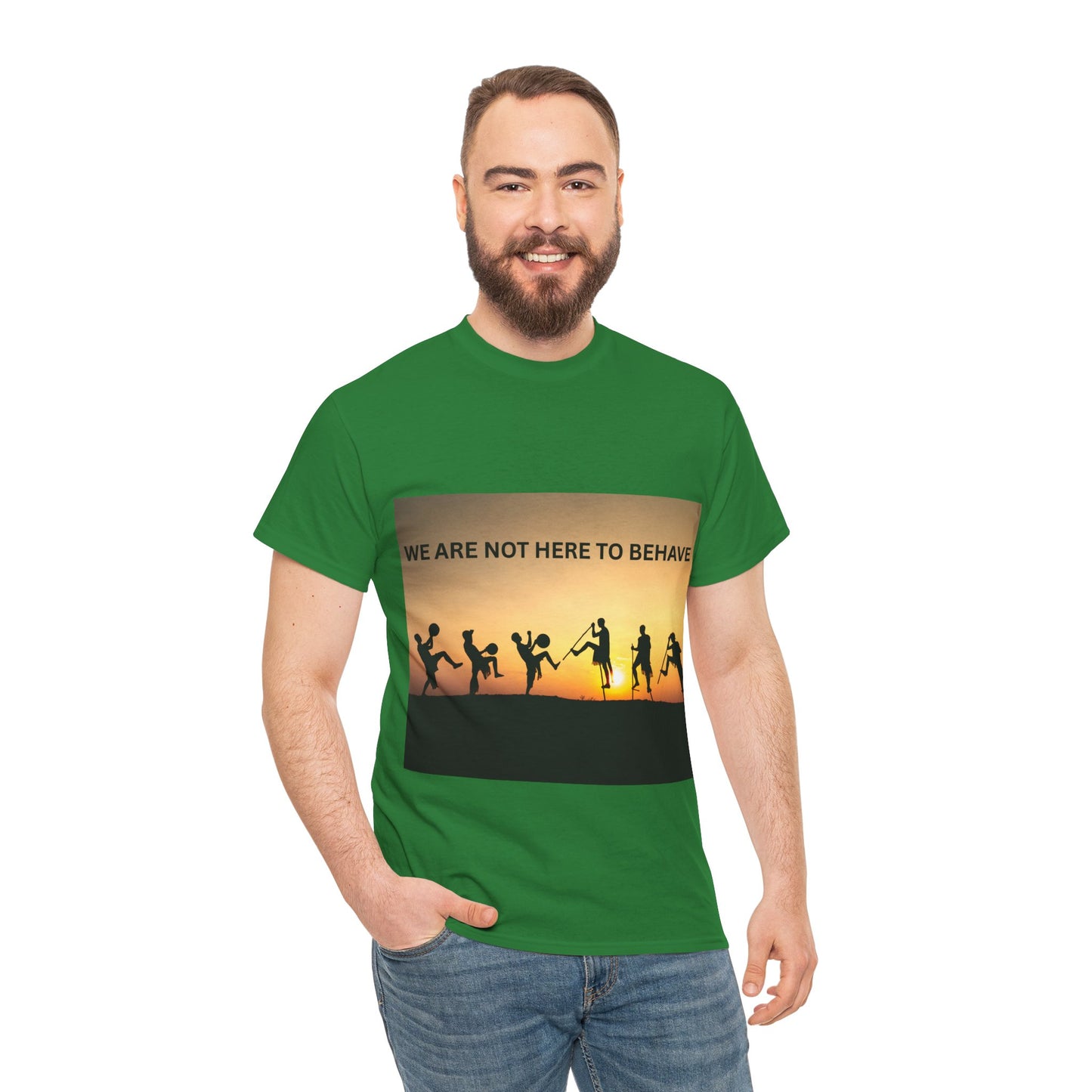 'We Are Not Here to Behave' Playful Unisex Heavy Cotton Tee -  | Fun Gift for Artists, Dancers, and Adventurers | Casual Wear, [...]