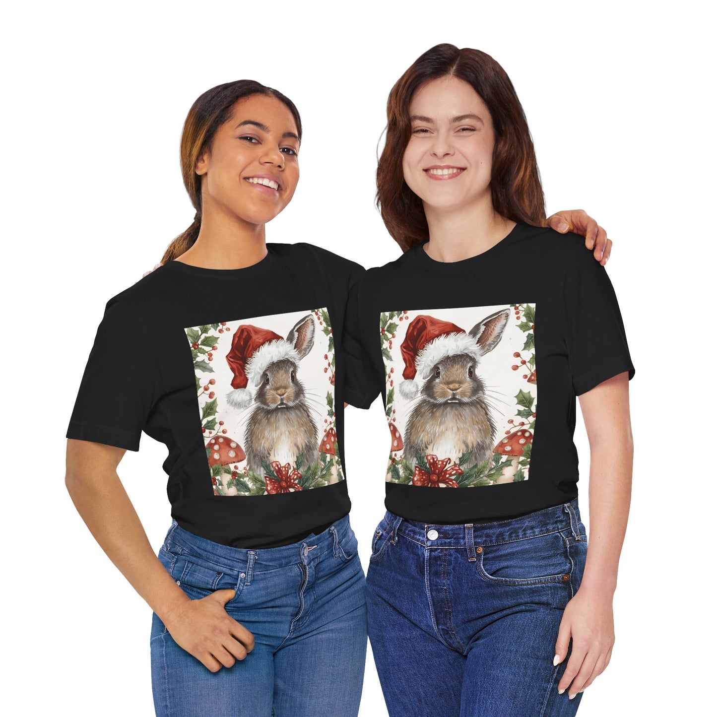 Christmas Bunny T-Shirt, Holiday Tee, Rabbit Shirt, Winter Apparel, Cute Christmas Gift, Seasonal Fashion