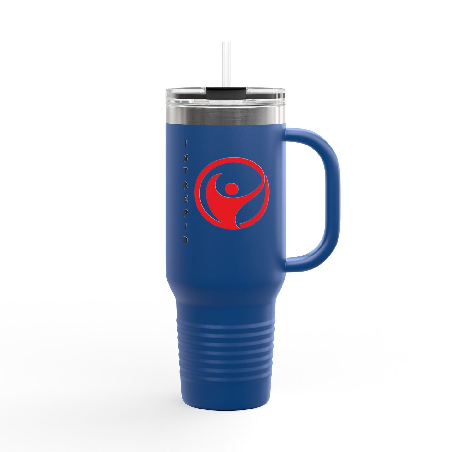 Intrepid 40oz Insulated Travel Mug — White Motivational Logo Tumbler (Keeps Drinks Hot & Cold)