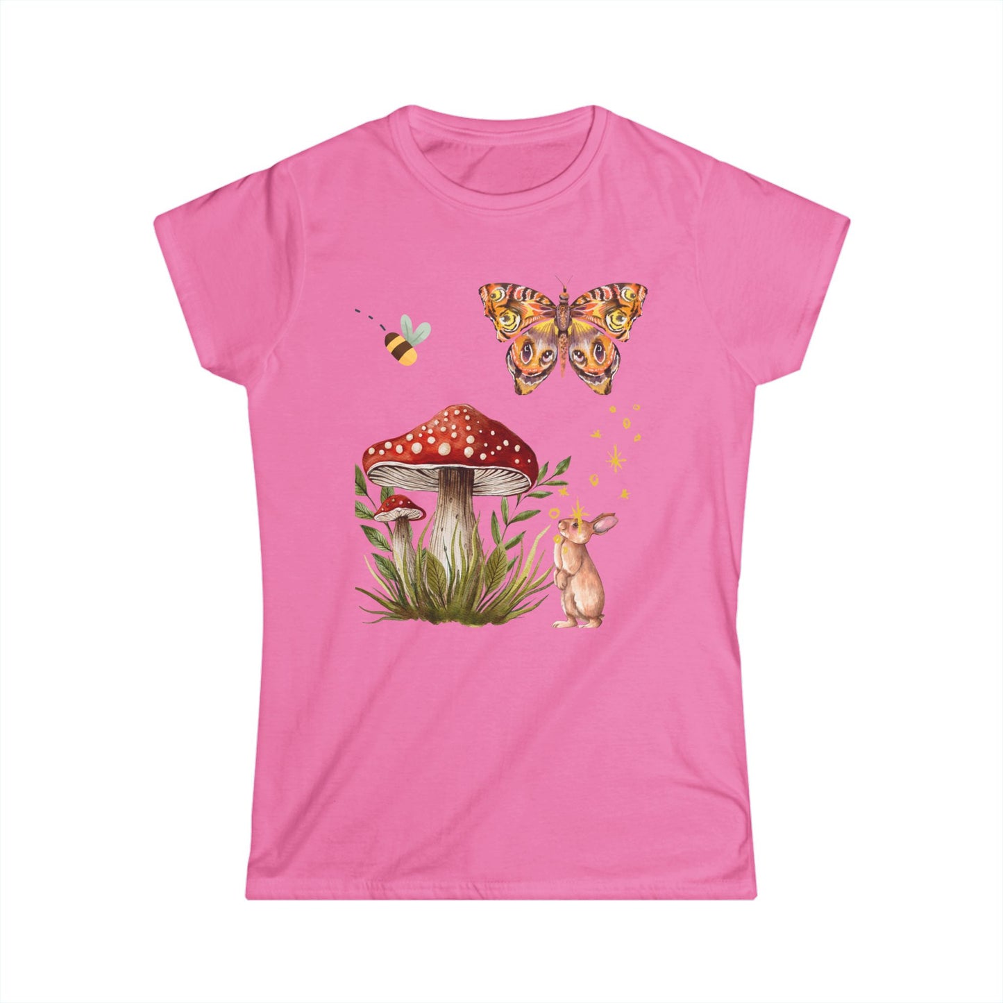 Whimsical Nature Women's Tee, Spring Fashion, Cute Animal T-Shirt, Gift for Her, Eco-Friendly Style