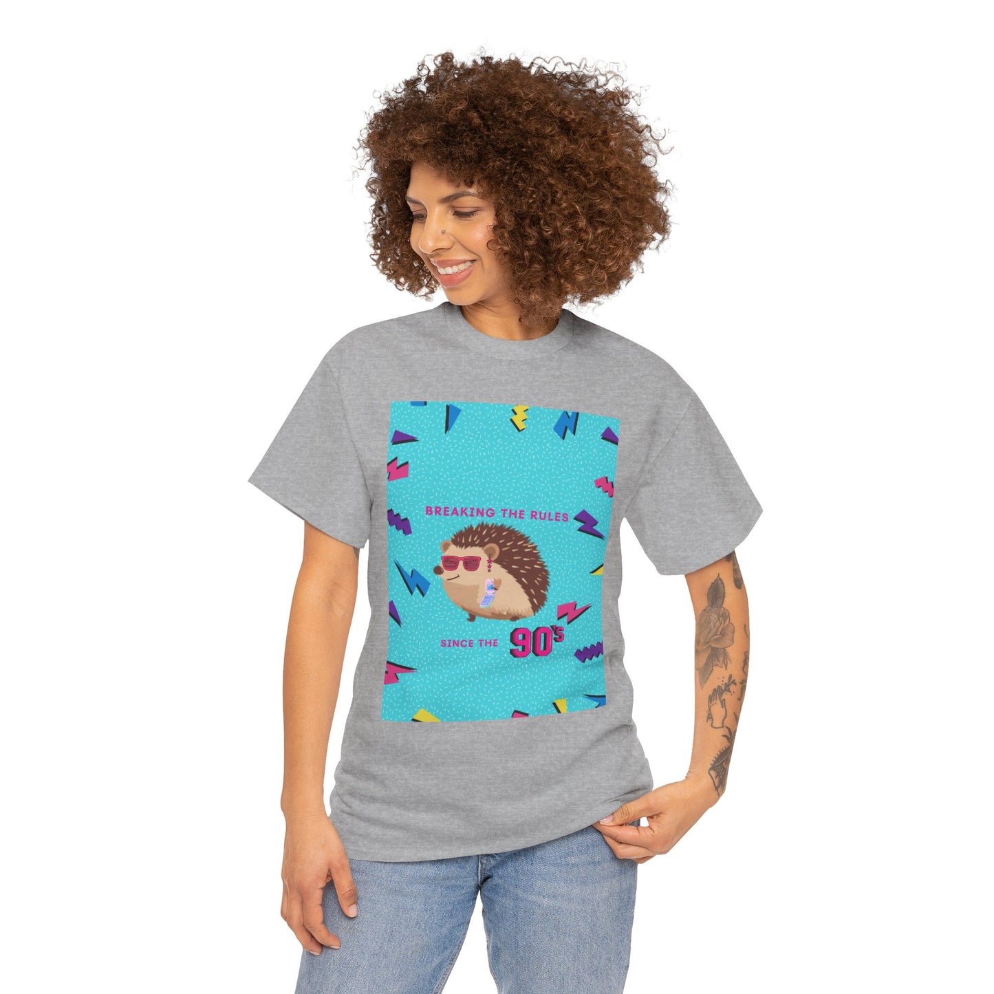 90s Vintage-Inspired Hedgehog Tee | Retro Cotton Shirt, Unisex Casual Wear, Perfect for Nostalgia Lovers, Gift for Birthdays, Summer Outings