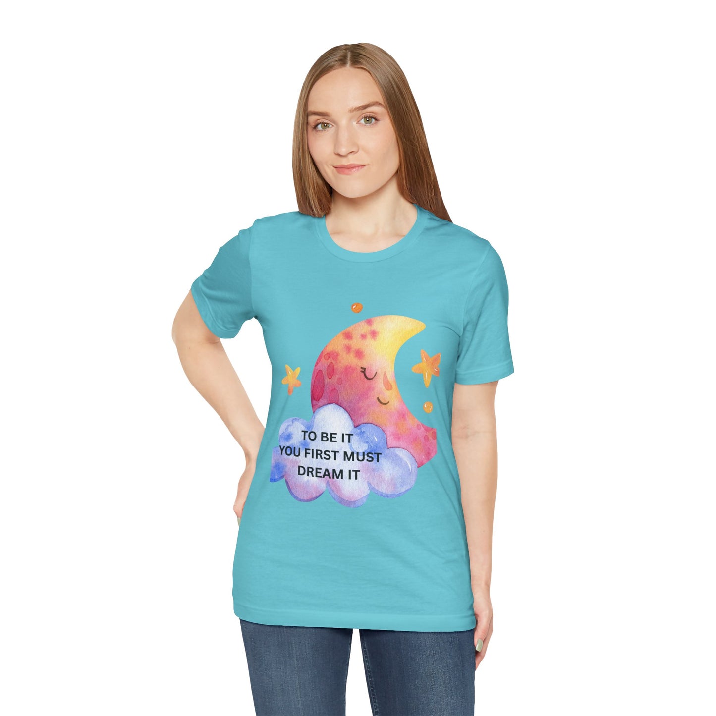 Dream It Moon Phase Tee, Inspirational Graphic Tee, Motivational T-Shirt, Cute Casual Wear, Gift for Dreamers, Unisex Dreamer Shirt