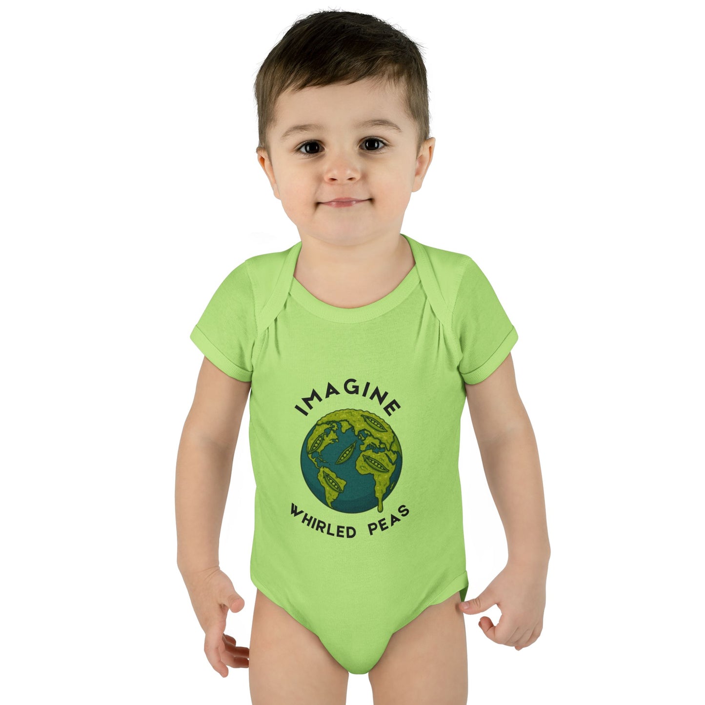 Earth-Themed Infant Bodysuit - Imagine Whirled Peas, Cute Baby Clothes, Unique Baby Shower Gift, Eco-Friendly Apparel, Baby Gift Idea