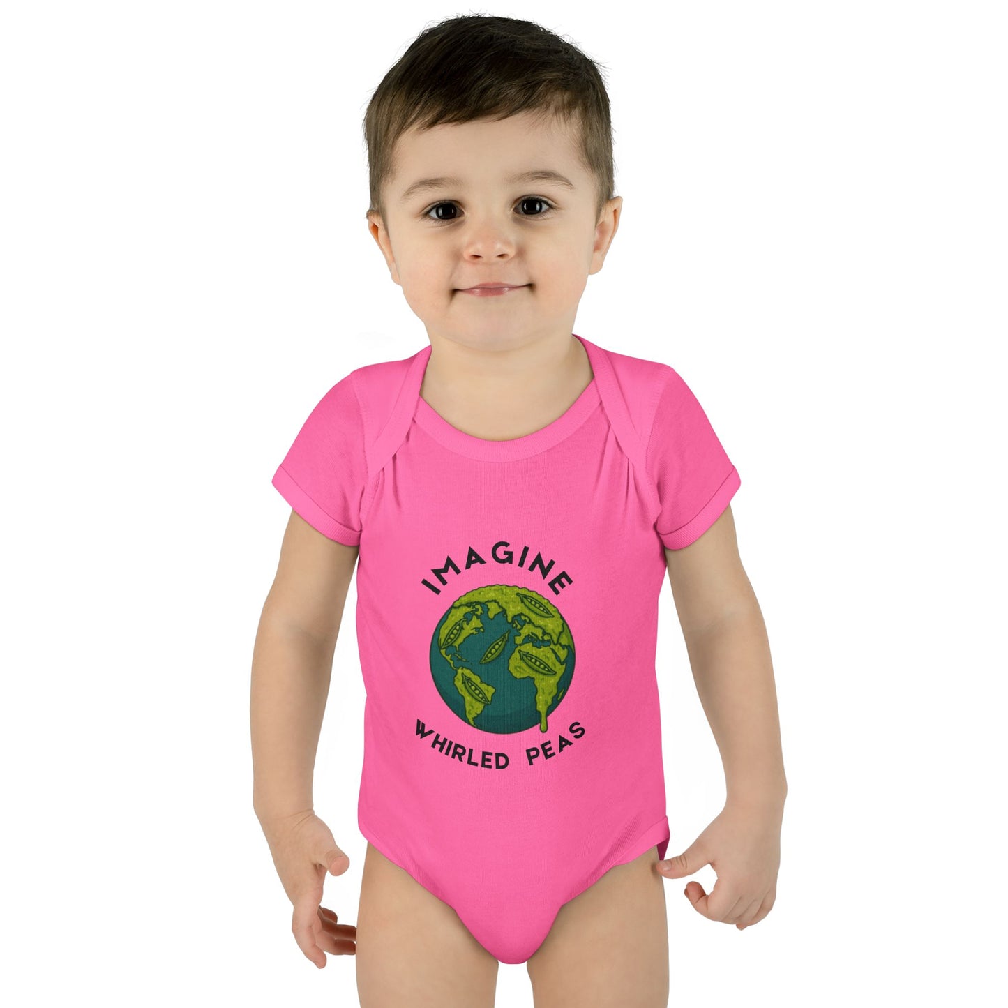 Earth-Themed Infant Bodysuit - Imagine Whirled Peas, Cute Baby Clothes, Unique Baby Shower Gift, Eco-Friendly Apparel, Baby Gift Idea