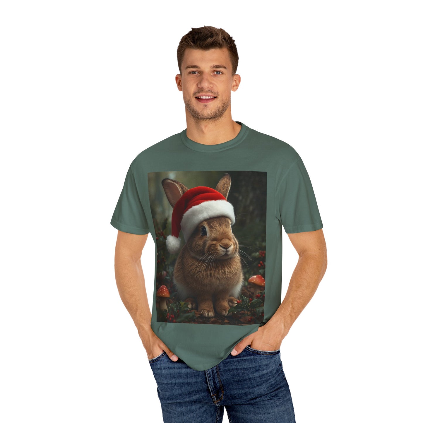 Festive Bunny T-Shirt, Funny Christmas Tee, Cute Holiday Shirt, Animal Lover Gift, Winter Apparel