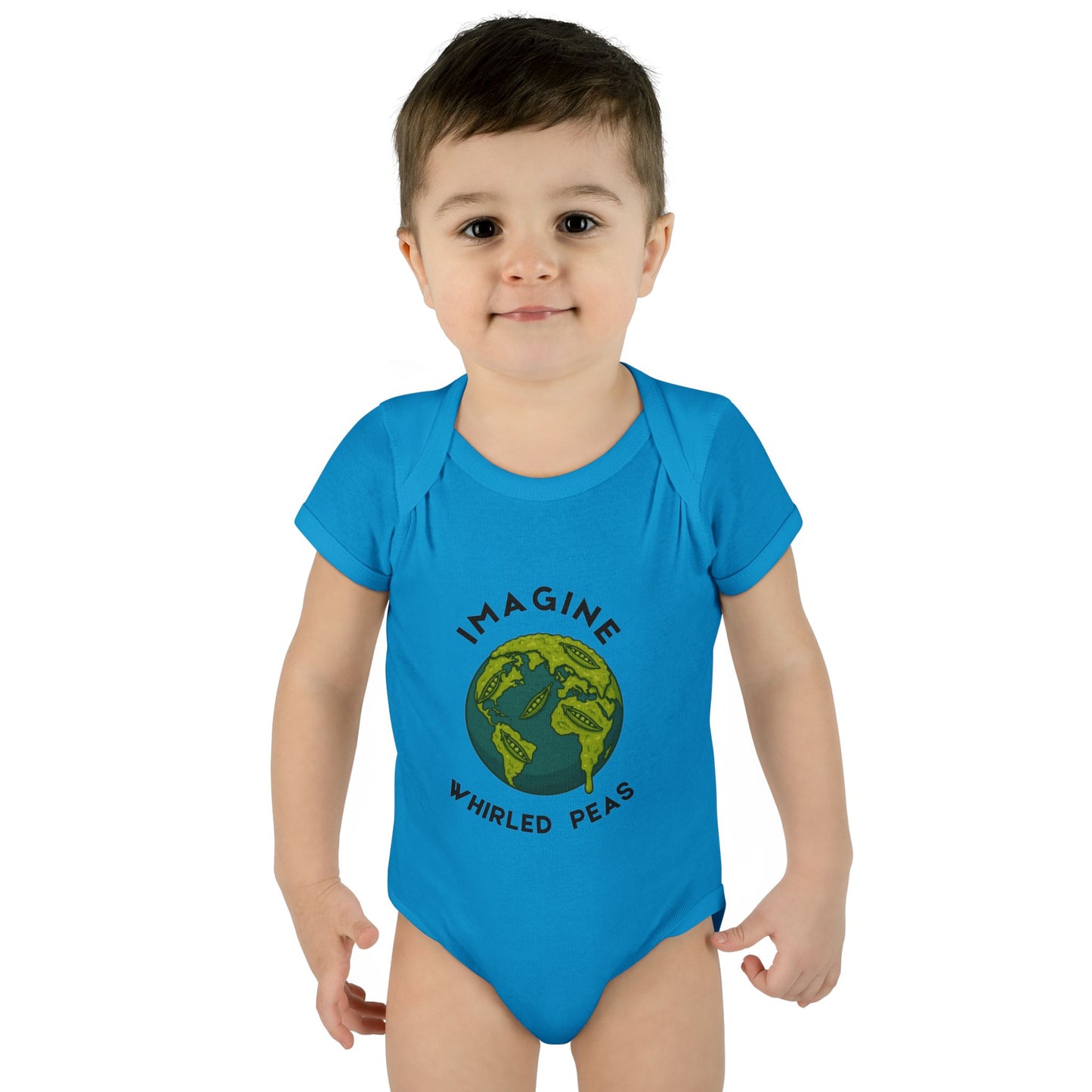 Earth-Themed Infant Bodysuit - Imagine Whirled Peas, Cute Baby Clothes, Unique Baby Shower Gift, Eco-Friendly Apparel, Baby Gift Idea