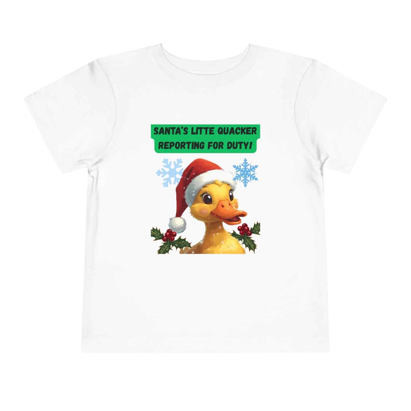 Santa's Little Quacker Toddler Tee, Christmas Shirt, Holiday Outfit, Cute Christmas Gift, Festive Toddler Apparel, Santa Duck Tee