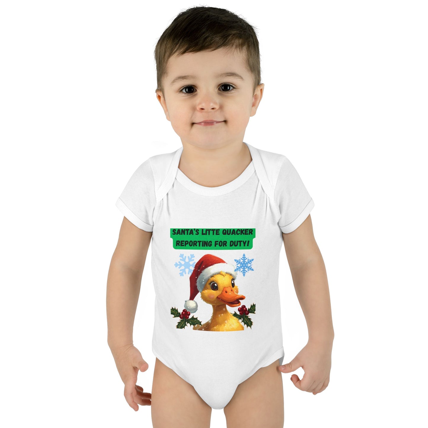 Christmas Infant Bodysuit, Santa's Little Quacker Design, Holiday Baby Outfit, Cute Baby Gift, Festive Newborn Apparel