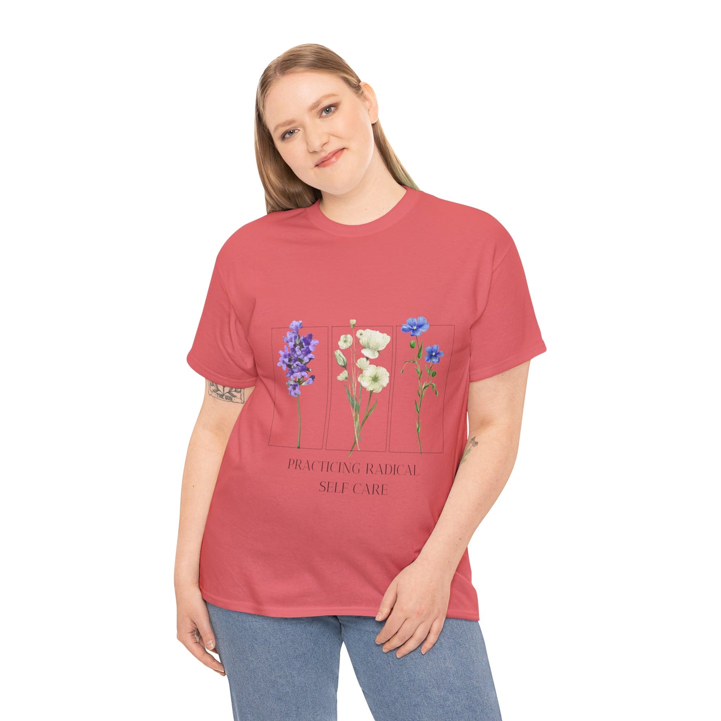 Practicing Self-Care floral  Tee, Spring Fashion Top, Unisex Graphic Shirt, Mental Health Awareness Gift, Casual Wear, Birthday Gift for Friends