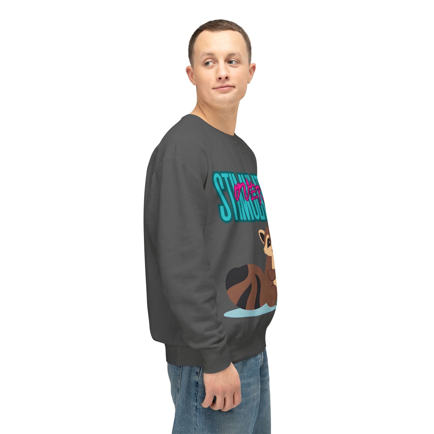 Raccoon 'Overstimulated' Crewneck Unisex Sweatshirt