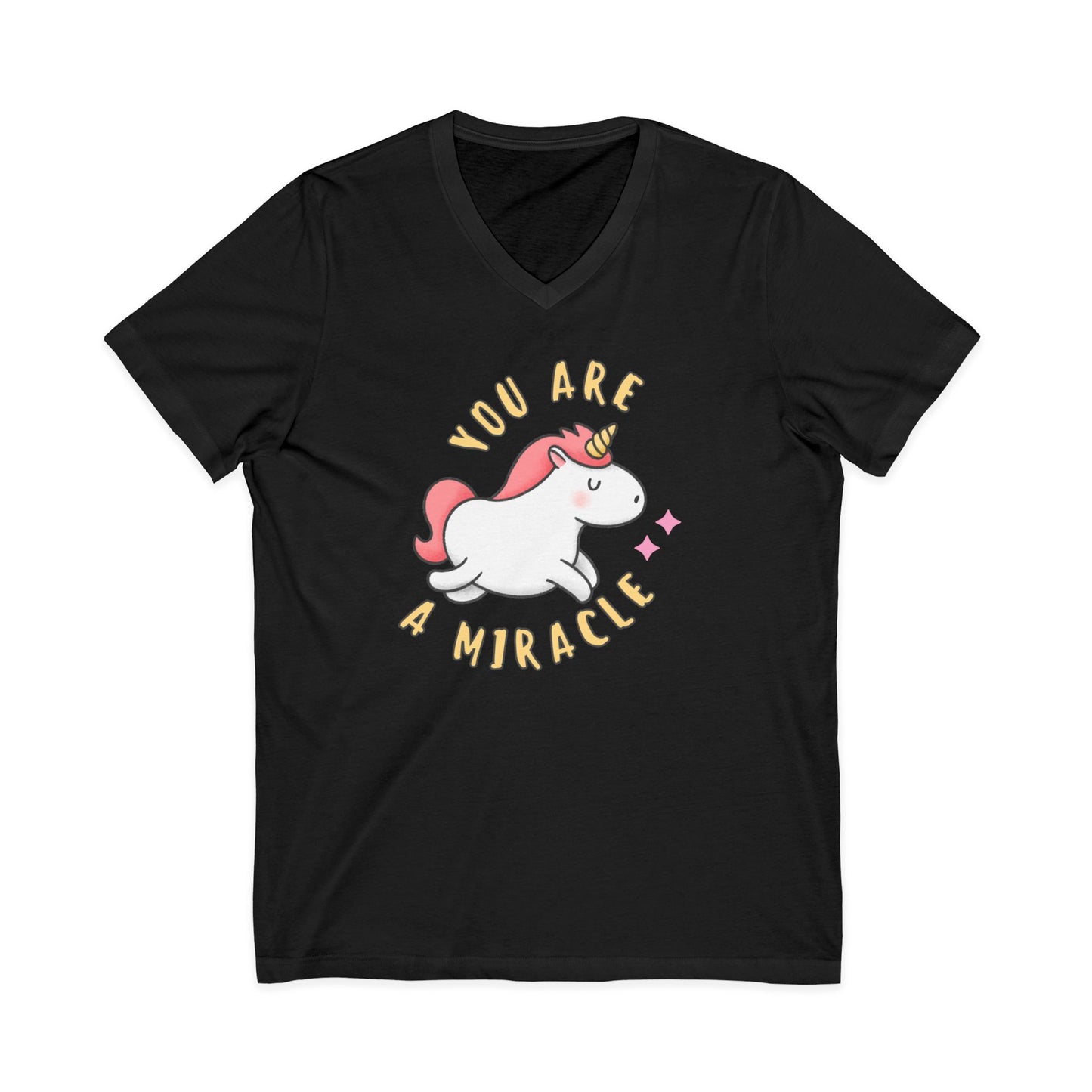 You Are a Miracle Unicorn V-Neck Tee, Unisex 100% Cotton