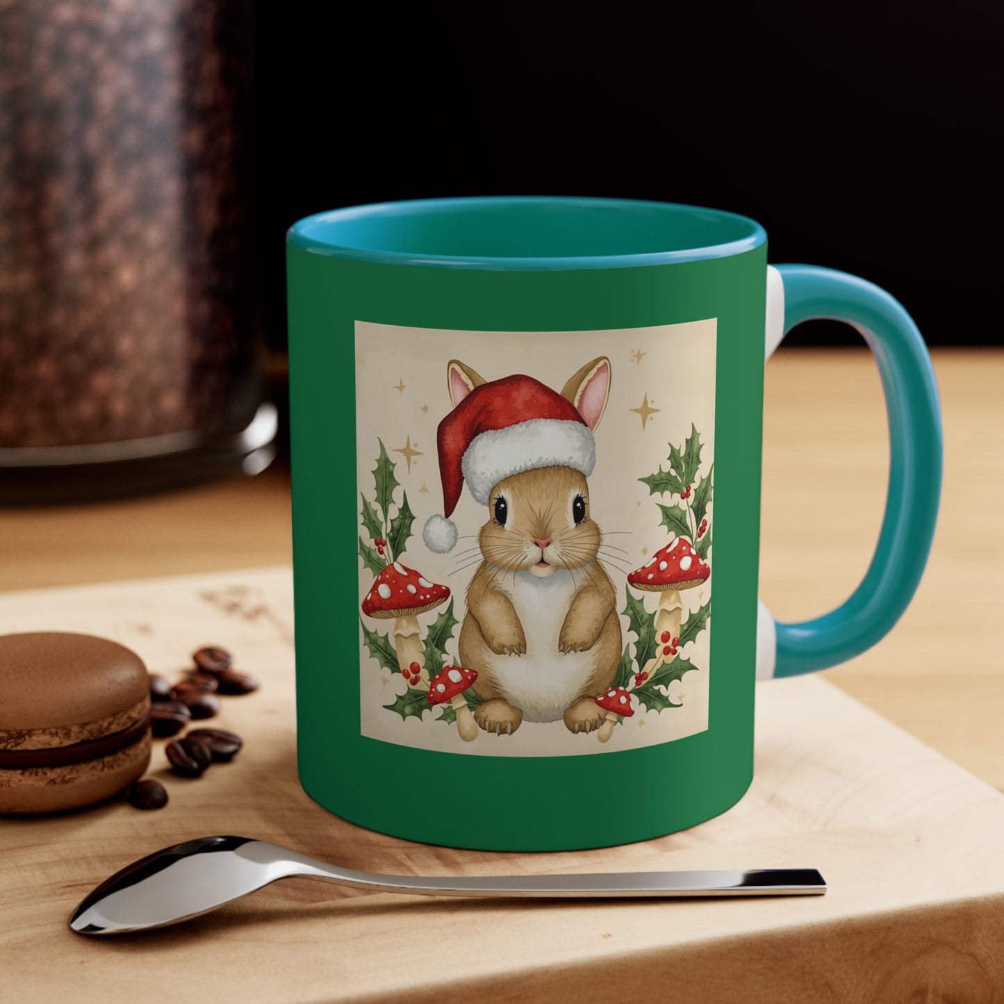 Festive Holiday Mug, Christmas Coffee Cup, Cute Bunny Design, Personal Gift, Winter Decor, Holiday Cheer