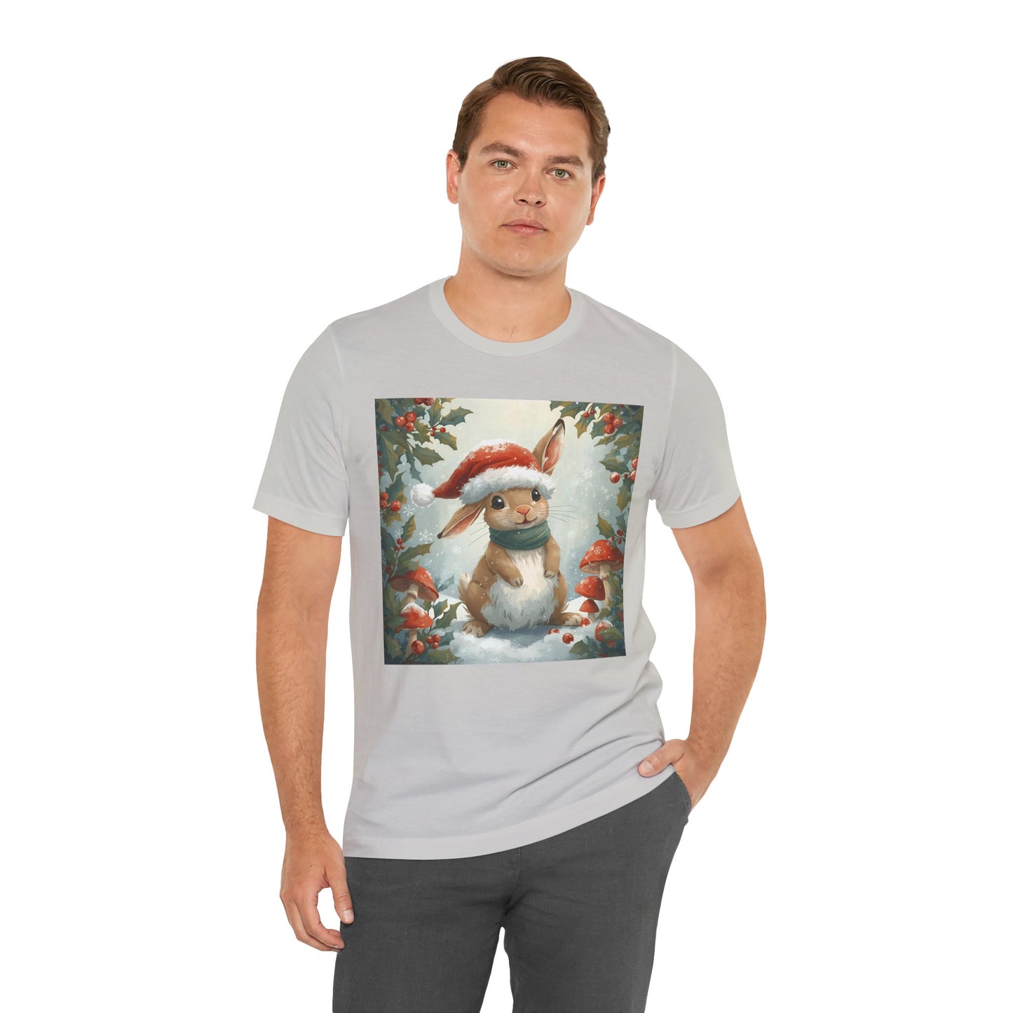 Festive Bunny T-Shirt | Holiday Wear, Cute Animal Tee, Unisex Gift, Christmas Apparel, Winter Fashion