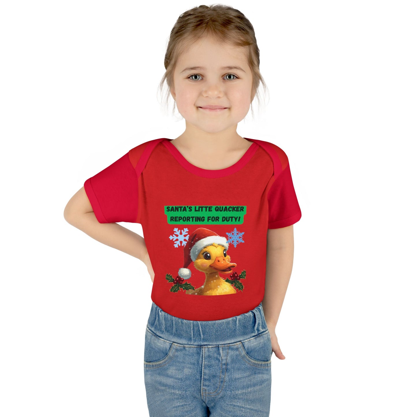 Christmas Infant Bodysuit, Santa's Little Quacker Design, Holiday Baby Outfit, Cute Baby Gift, Festive Newborn Apparel