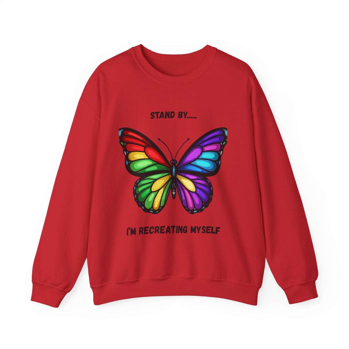 Colorful Butterfly Inspirational Crewneck Sweatshirt, Relaxed Fit, Perfect for Personal Growth Gifts, Self-Discovery, Cozy Apparel